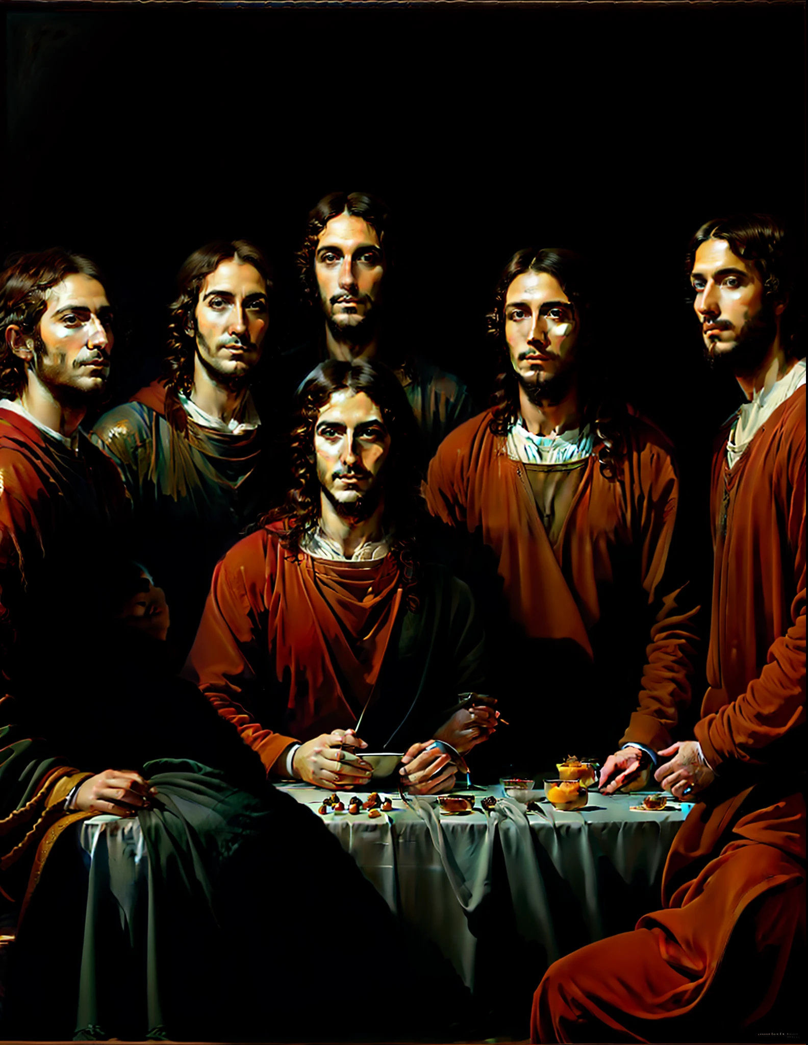 RECREATE THE PAINTING THE HOLY SUPPER WITH ROCK STARS