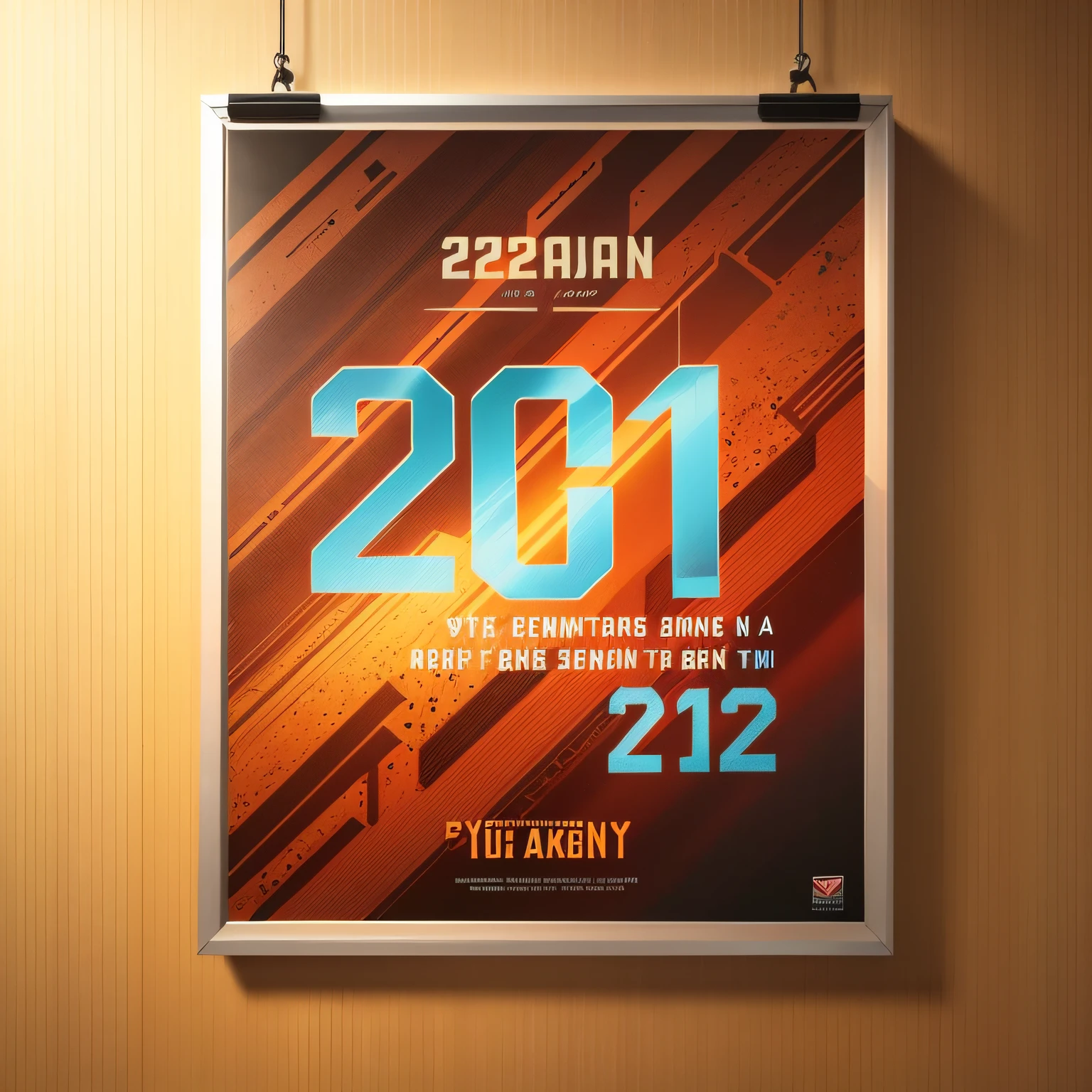 Generate a vertical poster, which is the company's 21st anniversary poster, requiring 21st anniversary text and a fine glare background of technology, the color is yellow-red. --auto --s2