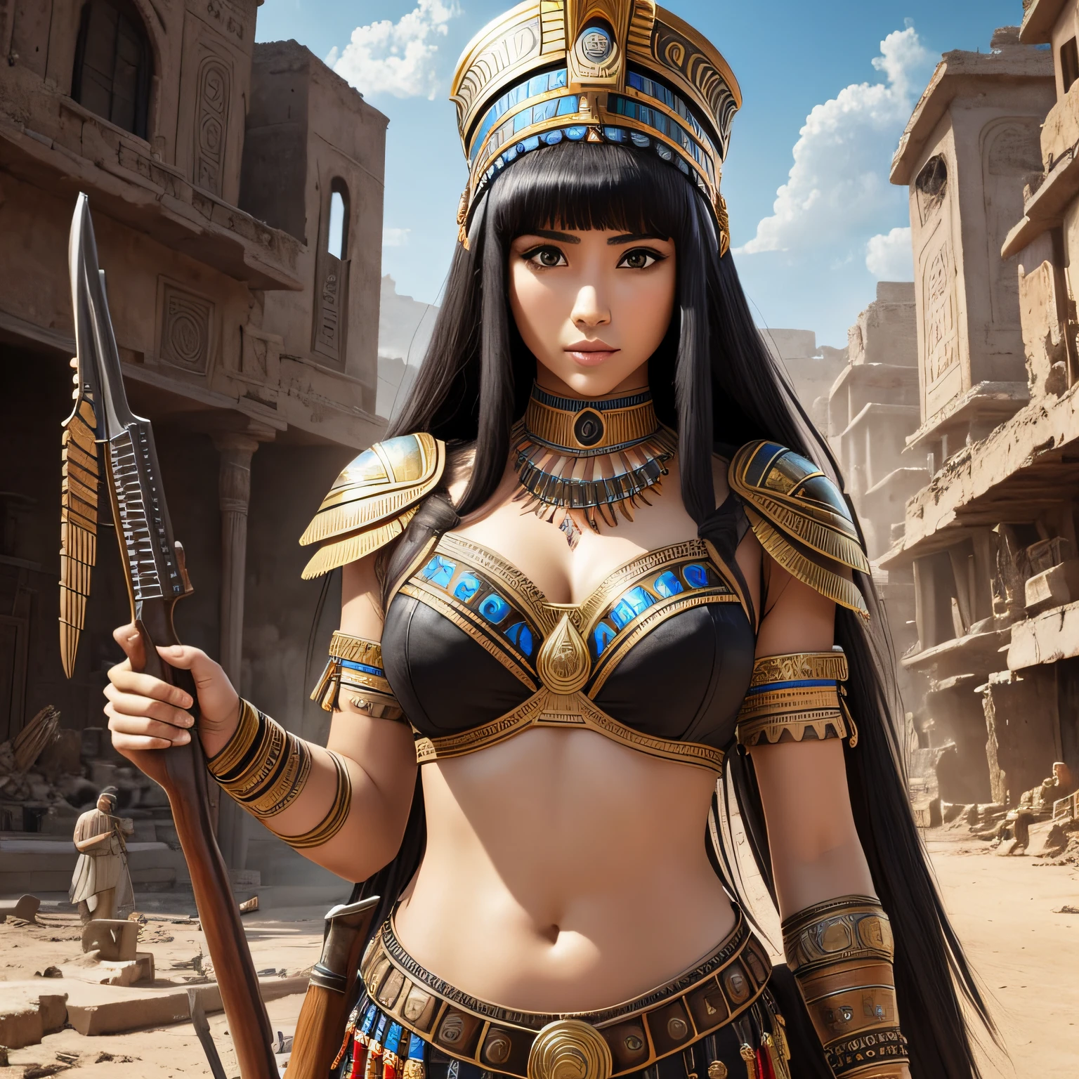 pickup f100,war,with weapons,cleopatra,inner body,brown eyes