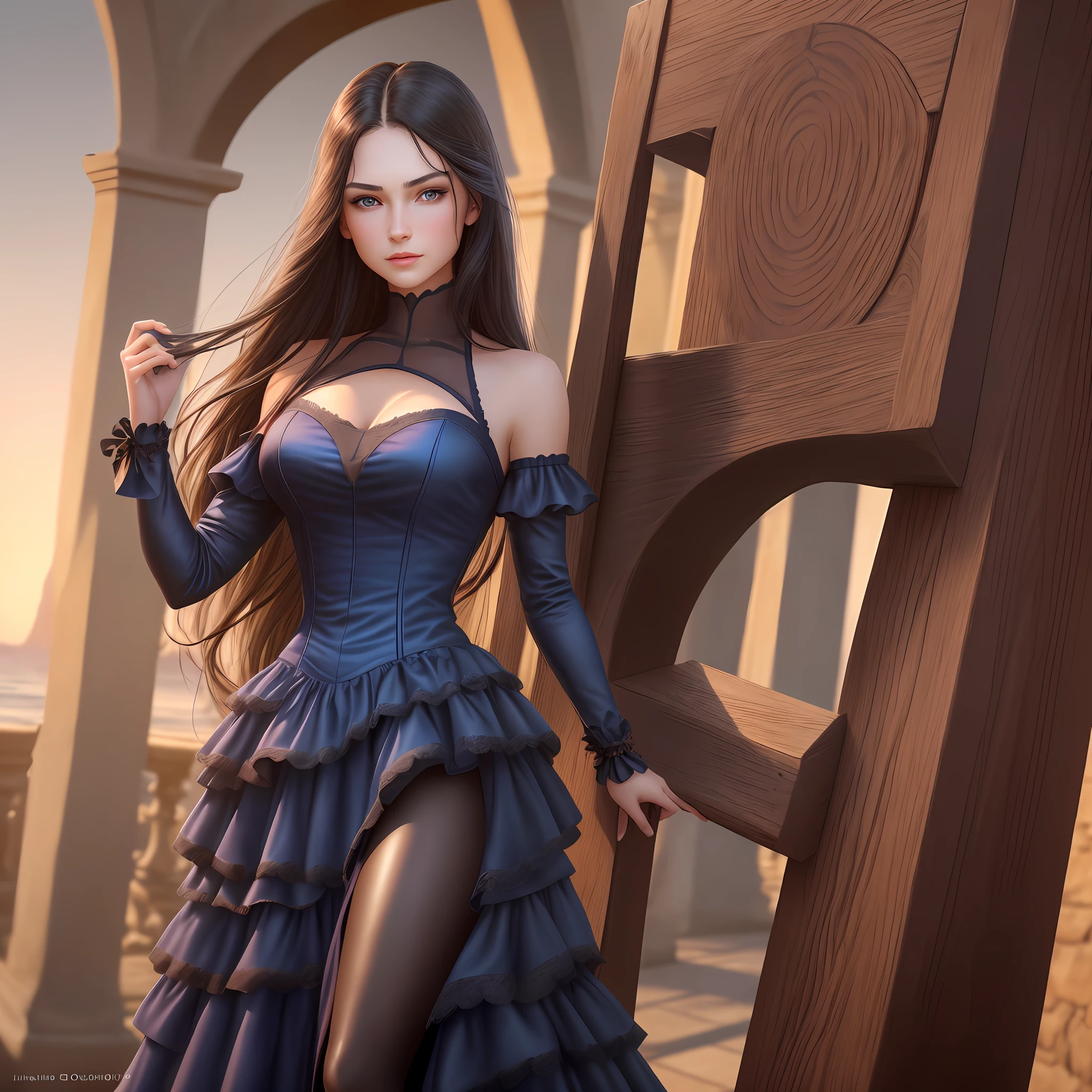 ((pillory)),contained,((highest quality, 8k, masterpiece: 1.3)))), sharp focus: 1.2, beautiful woman with perfect figure: 1.4, ultra realism, full hd, realism to the extreme, slender abs: 1.2, ((layered cut, large: 1.2)), wet body: 1.5, very detailed texture of face and skin, detailed eyes, double eyelids, bondage,e, long dark hair with low shine, shiny light skin, panting, seductive eyes, blue eyes, looking at the horizon, (dress with neckline: 1.2) wine colored dress, realistic, wallpaper room with modern bed
