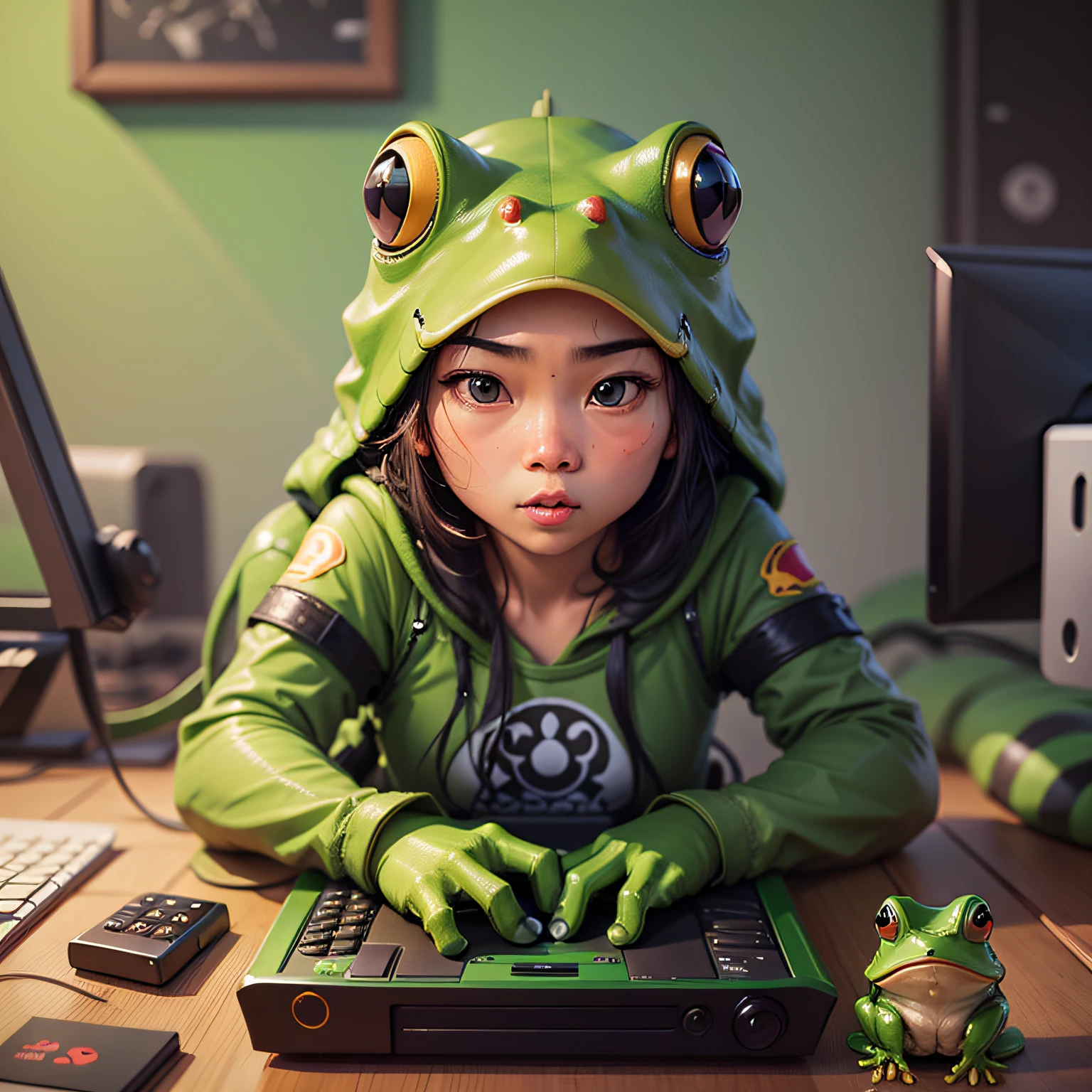sapao, frog, gamer, realistic, fundo gamer war --auto --s2