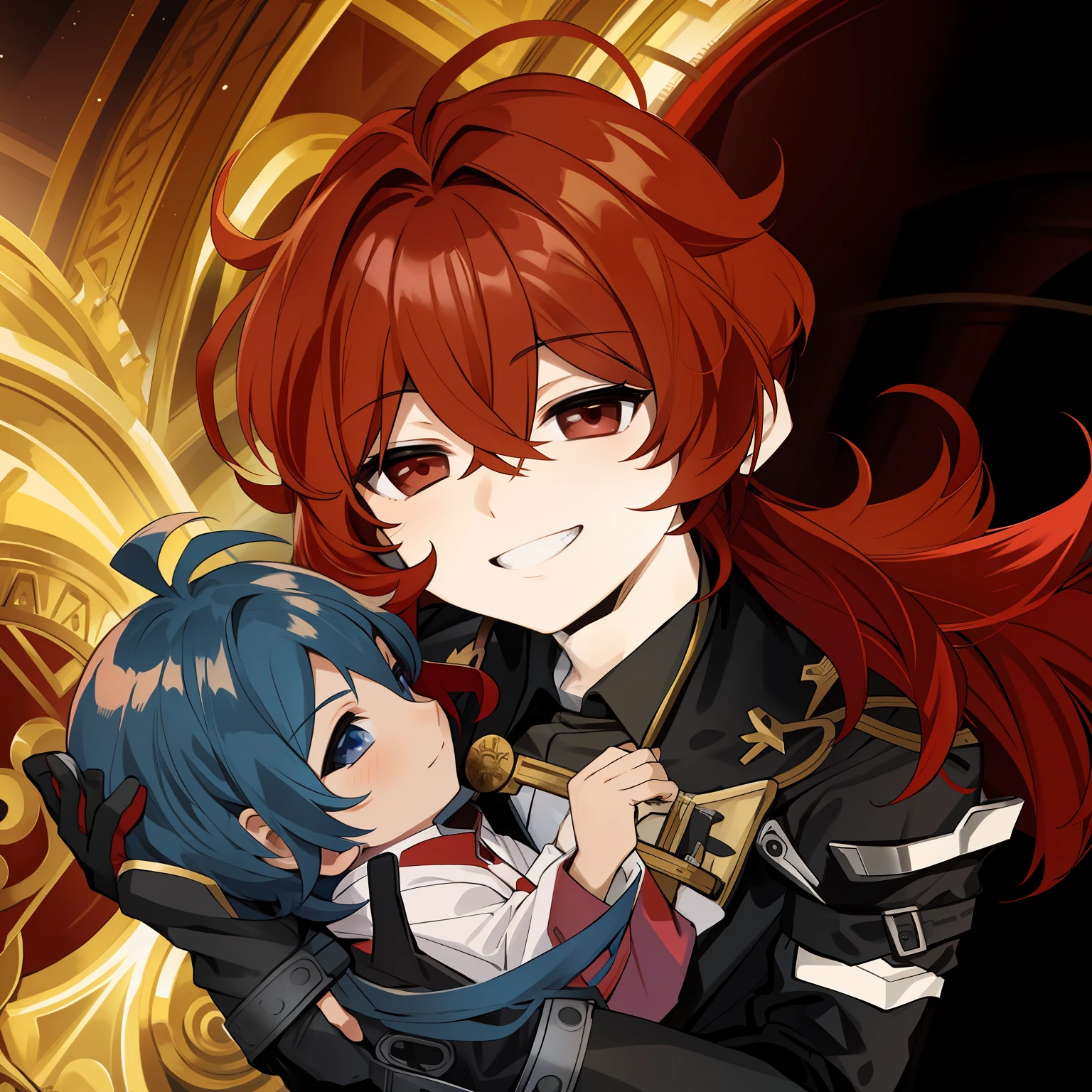 Boy with red hair smiling