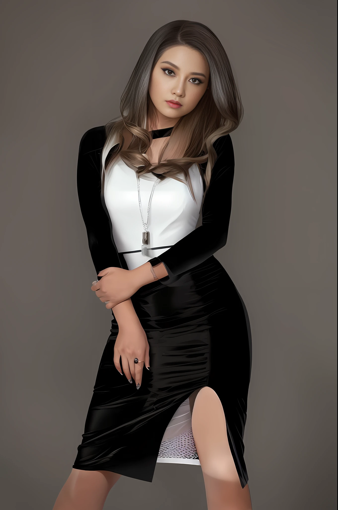 beautiful woman,black gown,