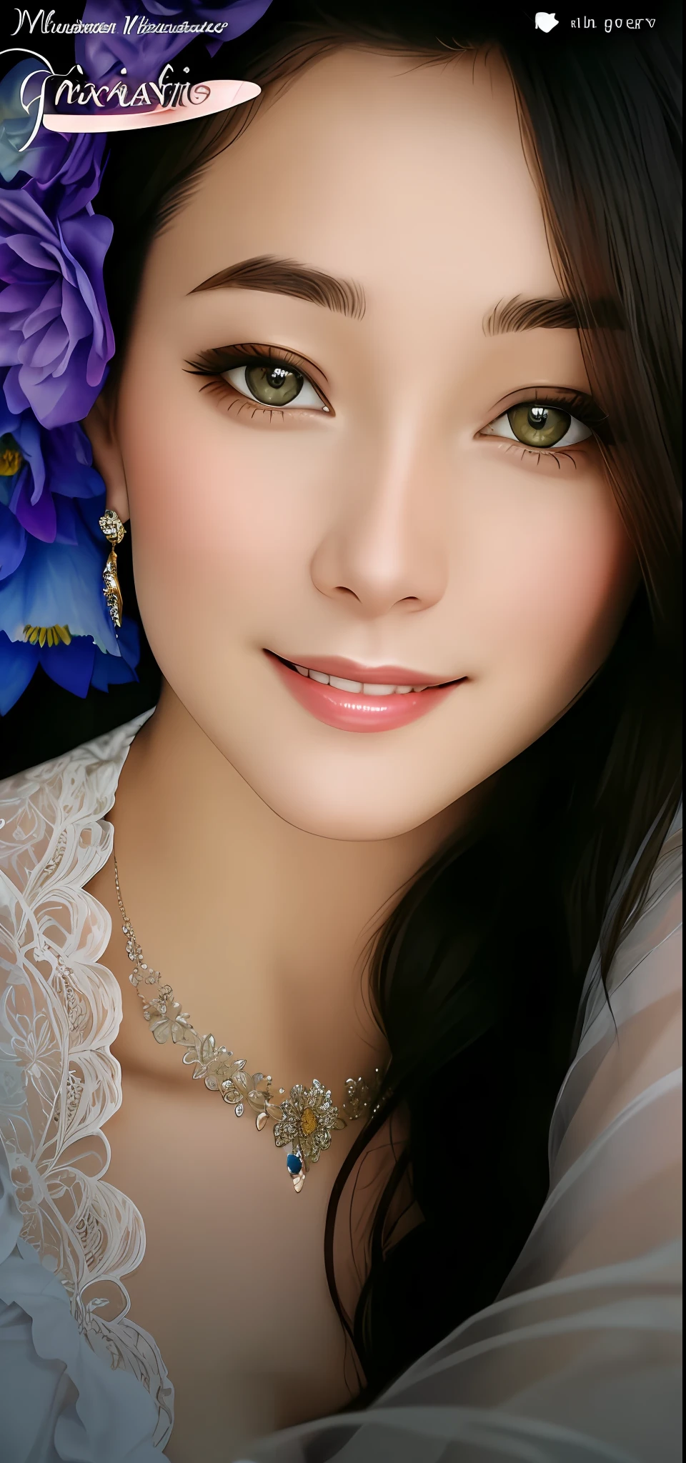 Masterpiece, absurdres, fine detail, HDR, highly detailed face and eyes, photorealistic, smiling, garterbelt, a woman in a lingerie posing for a picture ,wearing the garterbelt, colorful, floral embroidery, frilled skirt,