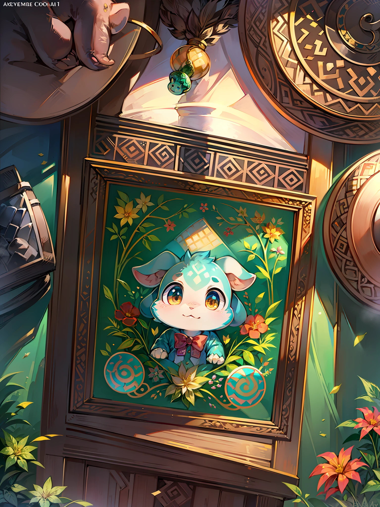 There are many different animal motifs in this photo, elephant, crocodile, rabbit and other animal patterns, cute, hand drawn illustration, colorful, Wang Chen, crocodile Loki, art cover, ƒ5.6,🦩🪐🐞👩🏻🦳; 🌞🌄 , code, 🪔 🎨 metaverse