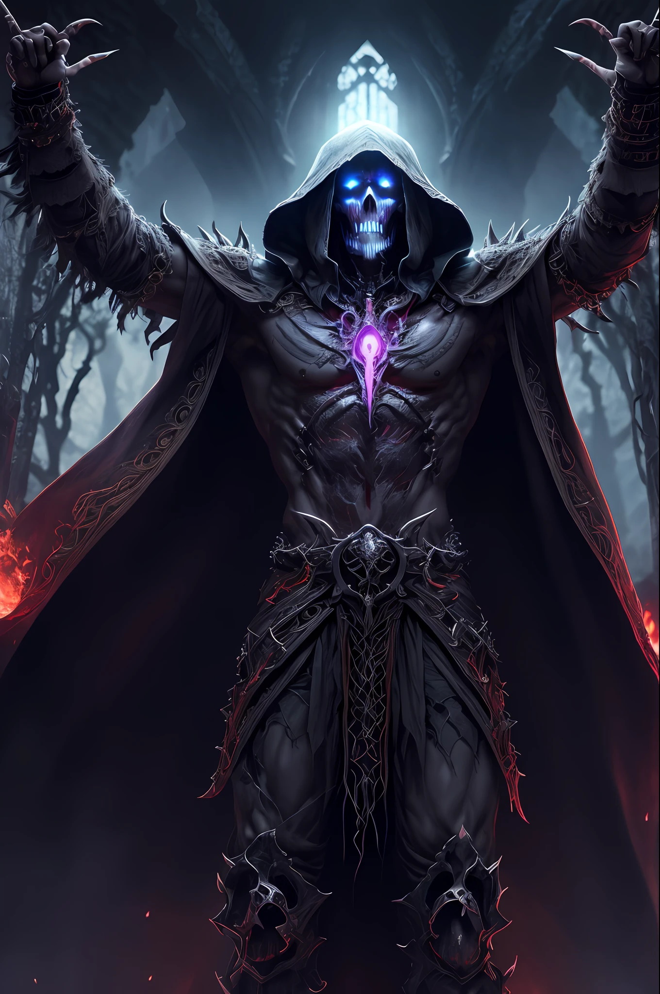 (extremely detailed 8k wallpaper),a medium shot photo of a fearful necromancer, intricate, high detail, dramatic