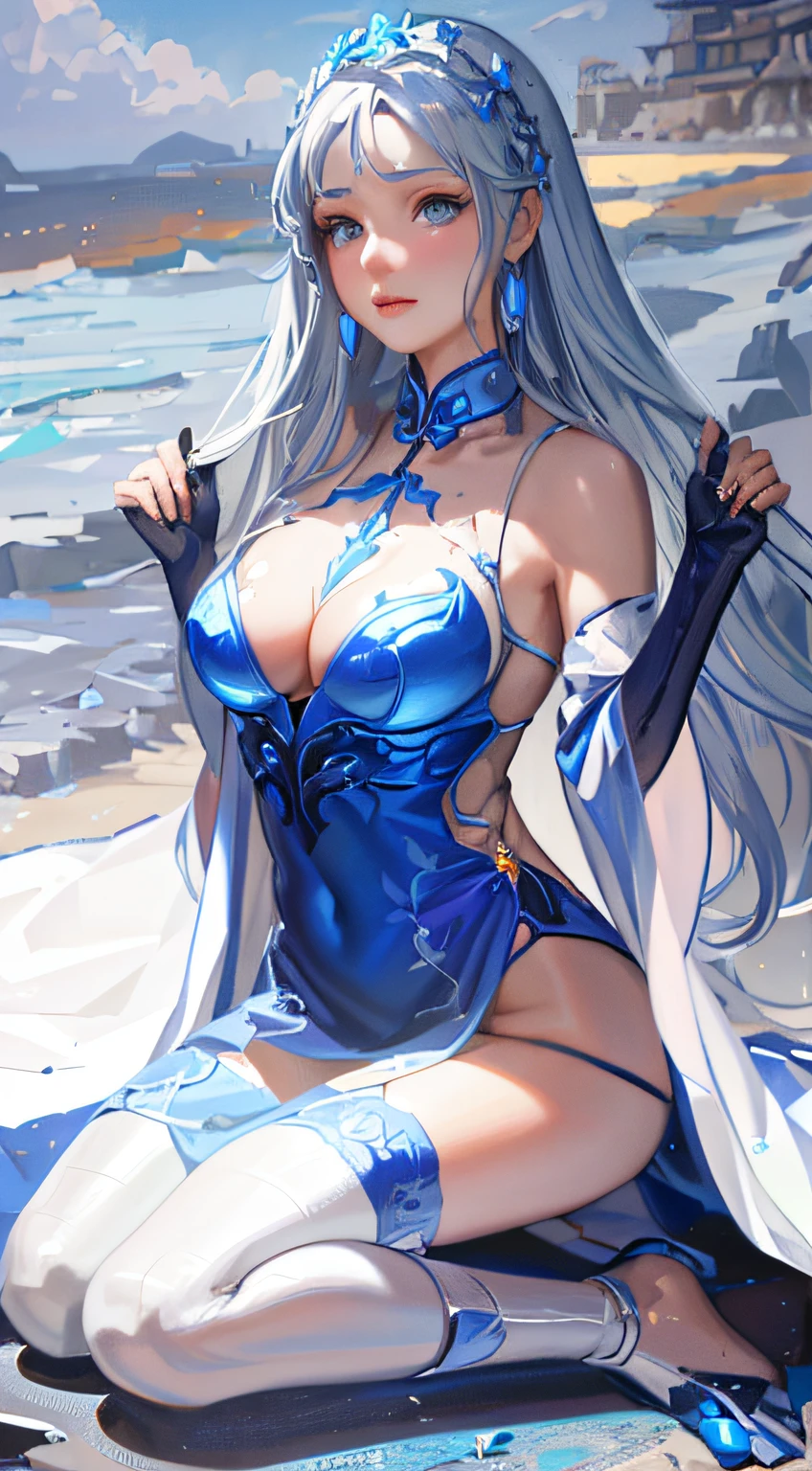a close up of a woman in a silver and blue dress, chengwei pan on artstation, by Yang J, detailed fantasy art, stunning character art, fanart best artstation, epic exquisite character art, beautiful armor, extremely detailed artgerm, detailed digital anime art, artgerm on artstation pixiv, armor girl