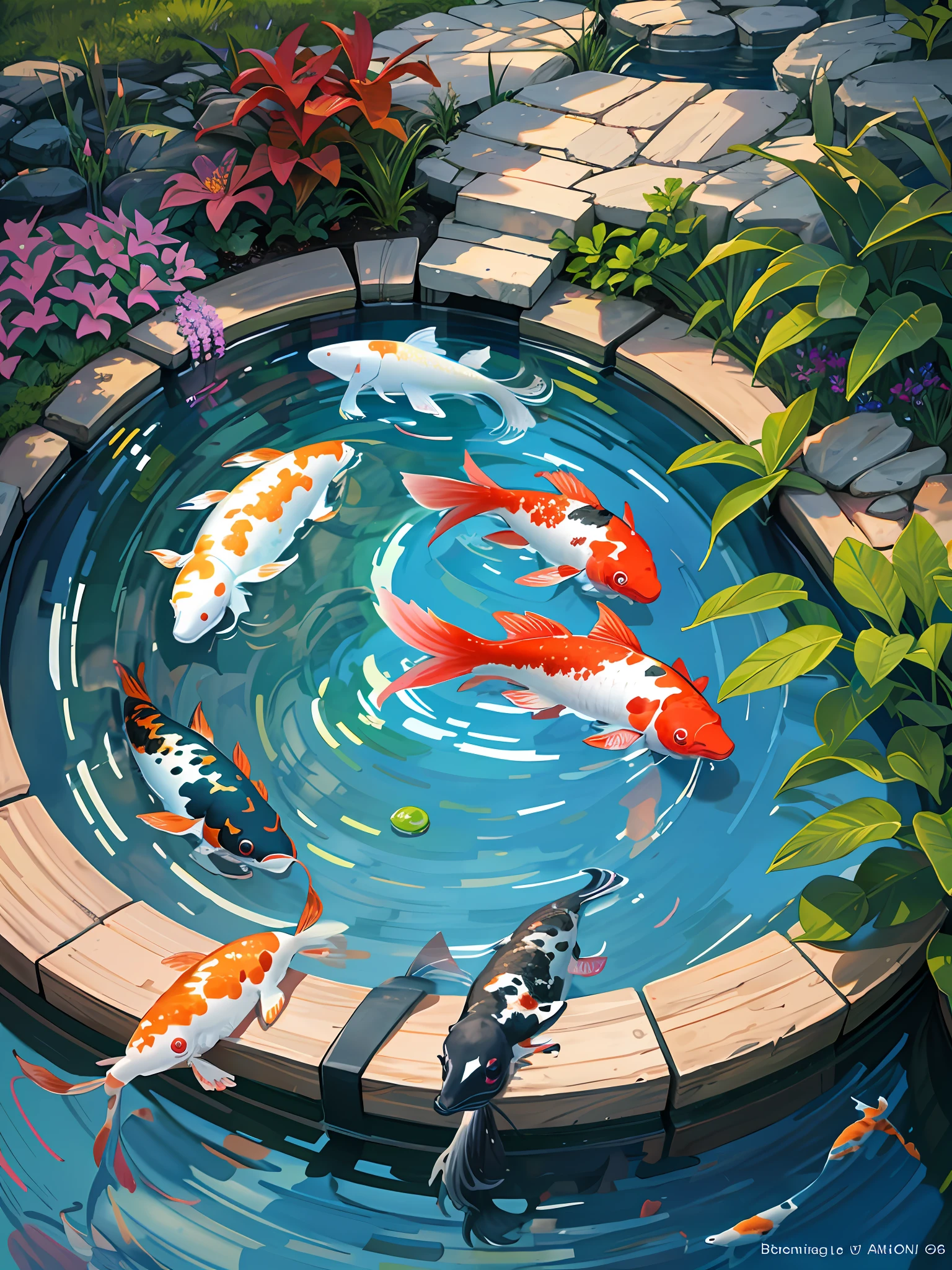 plant, pond, koi, plant --v6