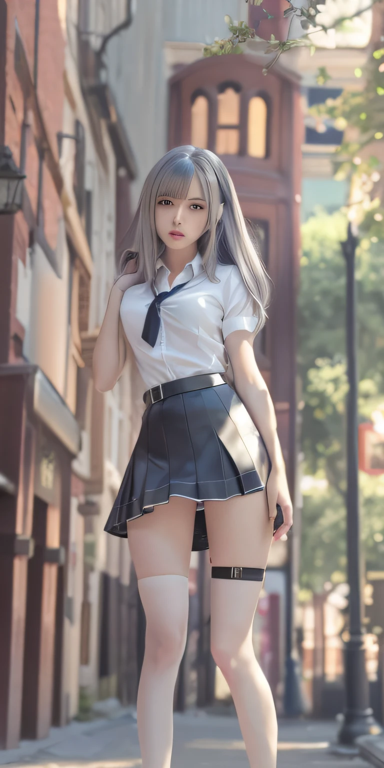 1girl,beautiful vintage color, instagram (photorealistic, high resolution:1.4), ((puffy eyes)), looking at viewer, , full body (8k, RAW photo, best quality, masterpiece:1.2), (realistic, photo-realistic:1.37),(sharp focus:1.2), professional lighting, photon mapping, radiosity, physically-based rendering, (pale skin:1.2),(small breasts:1.2), looking at viewer, (middle hair:1.5), portrait, purple eyes, (sliver hair:1.1),bangs, (simple background:1.4), solo, upper body, realistic,(masterpiece:1.4),(best quality:1.4),(shiny skin),fashi-girl, make up, smile(skinny ,closed mouth ,shy :1.3) ,(standing ,black Stewardess uniform,Necromancer:1.1),medium bust,sexy pose ,