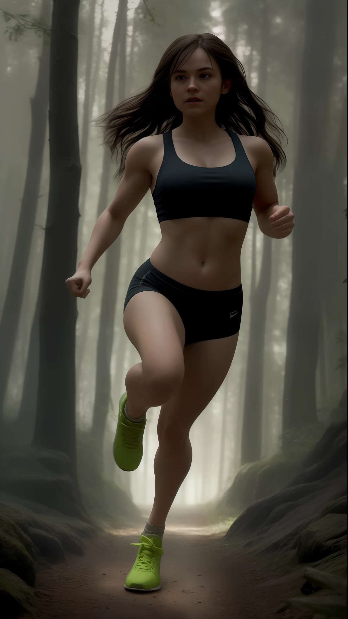 .Tiny cute and adorable little (She Hulk), running barefoot through a Forrest, Jean - Baptiste Monge, anthropomorphic in the style of 'pursuit' by gesaffelstein, photorealistic, cinematic lighting, bright Forrest, volumetric lighting, epic scene, lots of fine detail, movie style, photography, natural textures, natural light, natural blur, photorealism, cinematic rendering, ray tracing, highest quality, highest detail, Cinematic, Blur Effect, Long Exposure, 8K, Ultra-HD, Natural Lighting, Moody Lighting, Cinematic Lighting, hyper-realistic, vibrant, 8k, detailed, ultra detail,