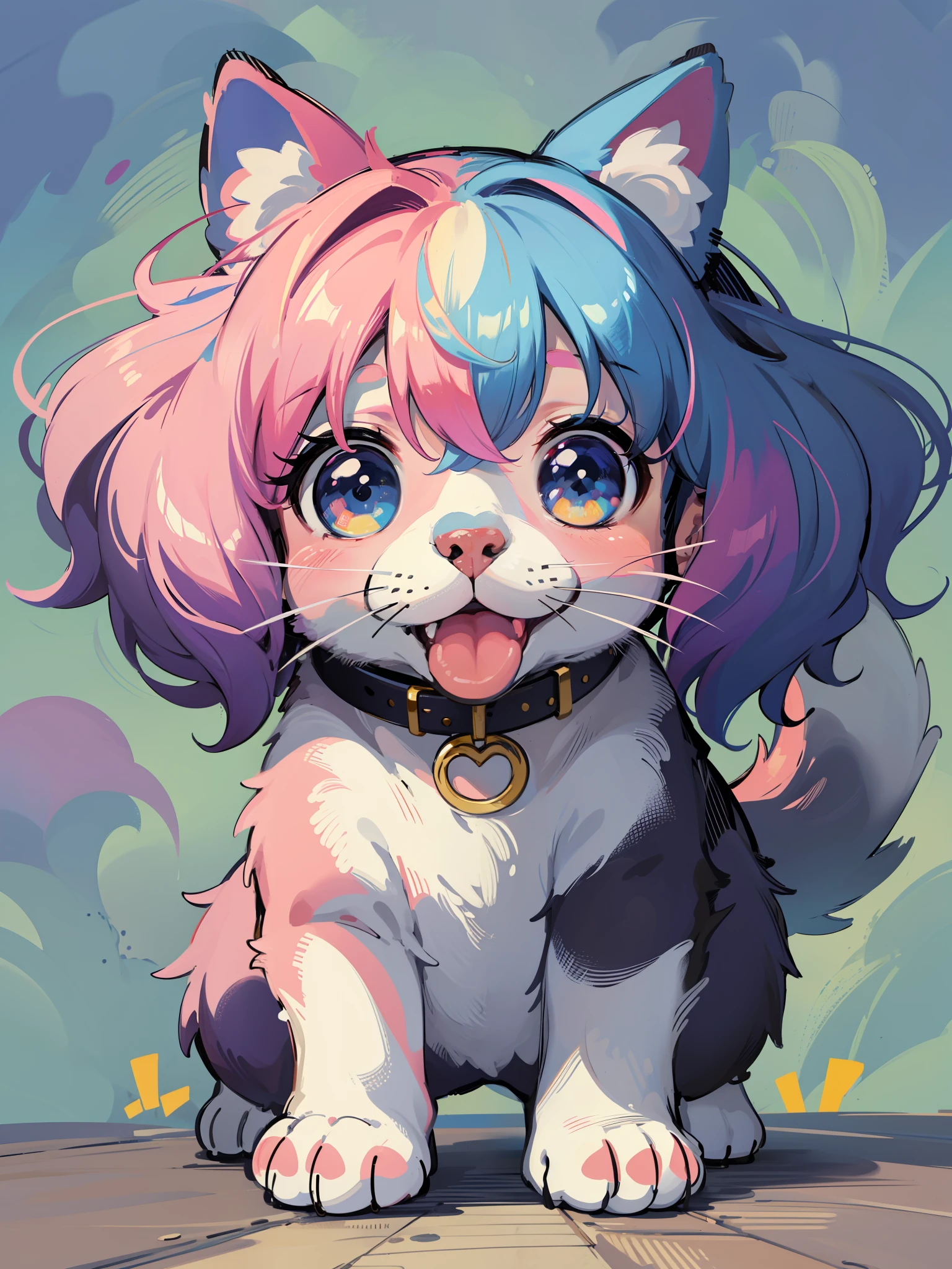 a close up of a cartoon dog with different expressions on it, cute colorful adorable, kawaii cute dog, cartoonish cute, cute features, soft cute colors, 中 元 节, けもの, pastel colors only, cute art style, cute dog, ( colorful ), aww, unused sticker sheet, [ floating ]!!, cute cartoon