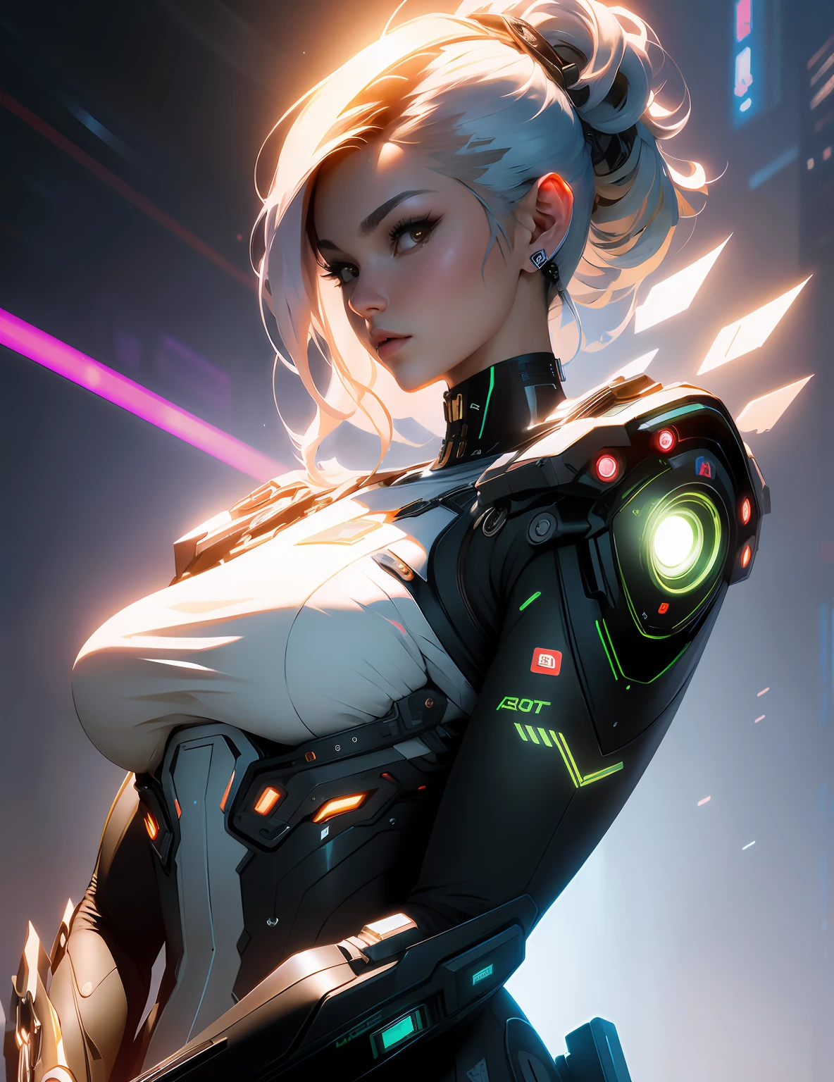 ((Best quality)), ((masterpiece)), (detailed:1.4), 3D, an image of a beautiful cyberpunk female,HDR (High Dynamic Range),Ray Tracing,NVIDIA RTX,Super-Resolution,Unreal 5,Subsurface scattering,PBR Texturing,Post-processing,Anisotropic Filtering,Depth-of-field,Maximum clarity and sharpness,Multi-layered textures,Albedo and Specular maps,Surface shading,Accurate simulation of light-material interaction,Perfect proportions,Octane Render,Two-tone lighting,Wide aperture,Low ISO,White balance,Rule of thirds,8K RAW,