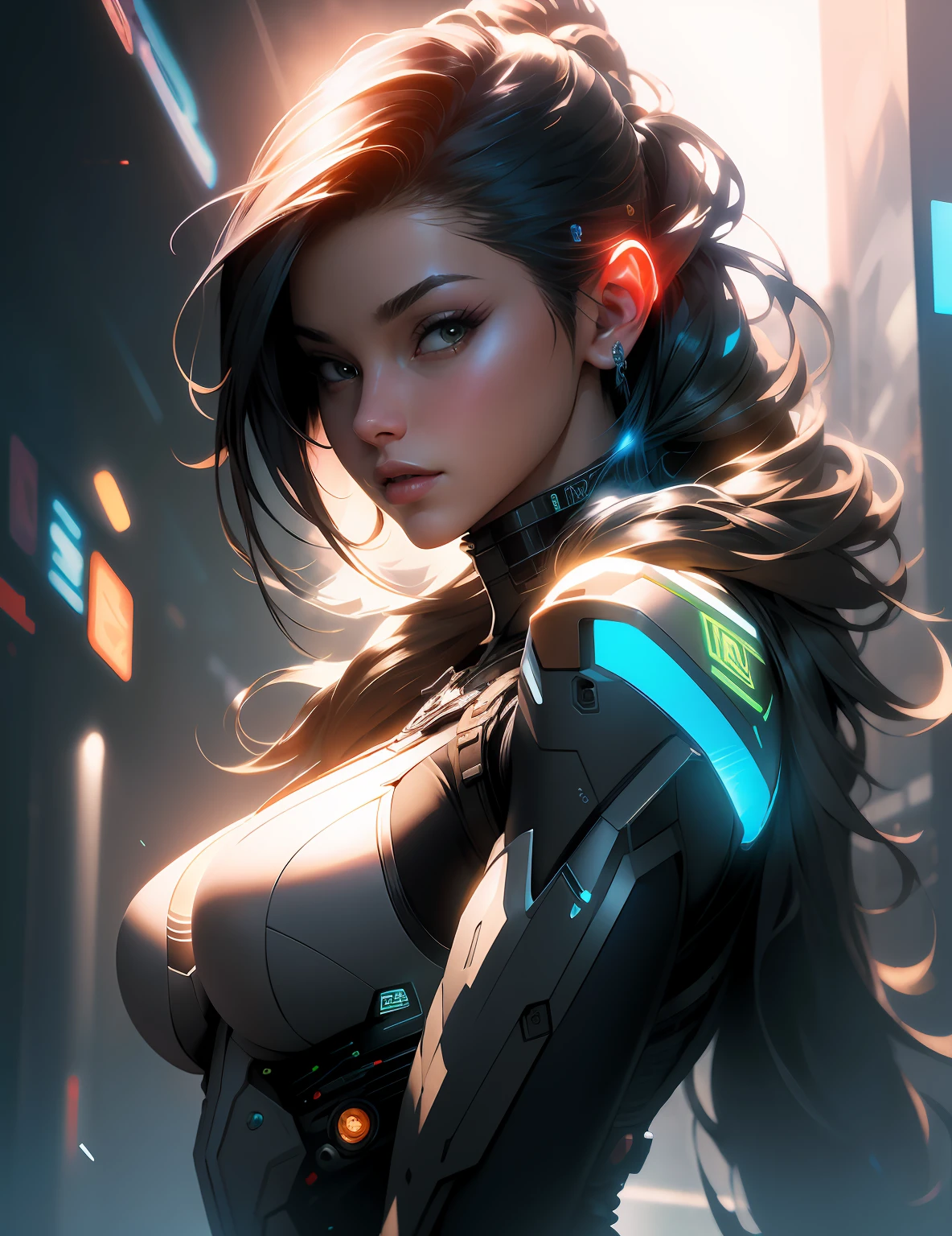 ((Best quality)), ((masterpiece)), (detailed:1.4), 3D, an image of a beautiful cyberpunk female,HDR (High Dynamic Range),Ray Tracing,NVIDIA RTX,Super-Resolution,Unreal 5,Subsurface scattering,PBR Texturing,Post-processing,Anisotropic Filtering,Depth-of-field,Maximum clarity and sharpness,Multi-layered textures,Albedo and Specular maps,Surface shading,Accurate simulation of light-material interaction,Perfect proportions,Octane Render,Two-tone lighting,Wide aperture,Low ISO,White balance,Rule of thirds,8K RAW,