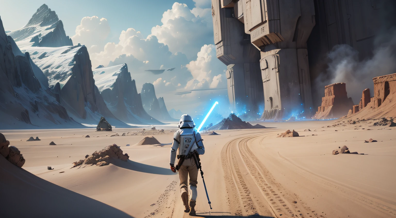 Realistic image, Star Wars background,Star Wars movie scene --auto --s2