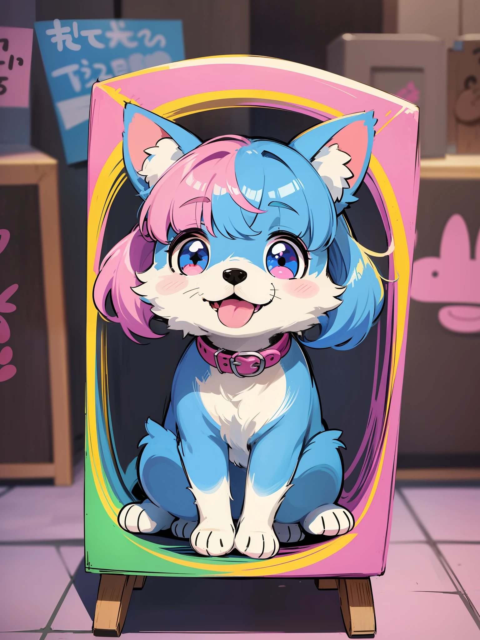 a close up of a cartoon dog with different expressions on it, cute colorful adorable, kawaii cute dog, cartoonish cute, cute features, soft cute colors, 中 元 节, けもの, pastel colors only, cute art style, cute dog, ( colorful ), aww, unused sticker sheet, [ floating ]!!, cute cartoon