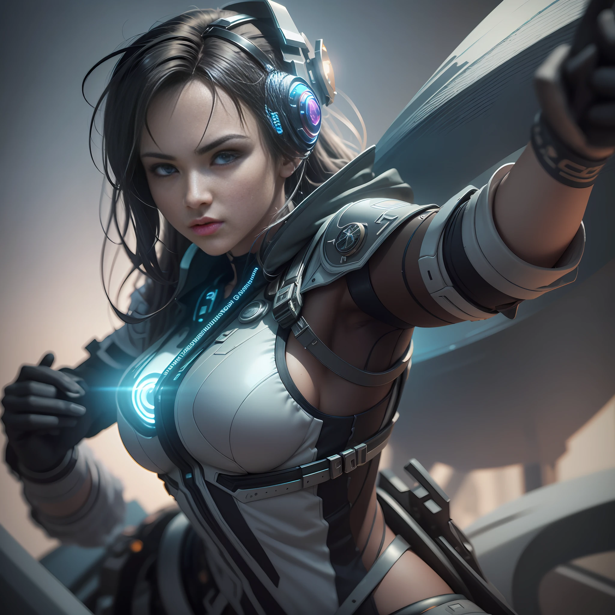 ((Best quality)), ((masterpiece)), (detailed:1.4), 3D, an image of a beautiful cyberpunk female,HDR (High Dynamic Range),Ray Tracing,NVIDIA RTX,Super-Resolution,Unreal 5,Subsurface scattering,PBR Texturing,Post-processing,Anisotropic Filtering,Depth-of-field,Maximum clarity and sharpness,Multi-layered textures,Albedo and Specular maps,Surface shading,Accurate simulation of light-material interaction,Perfect proportions,Octane Render,Two-tone lighting,Wide aperture,Low ISO,White balance,Rule of thirds,8K RAW,