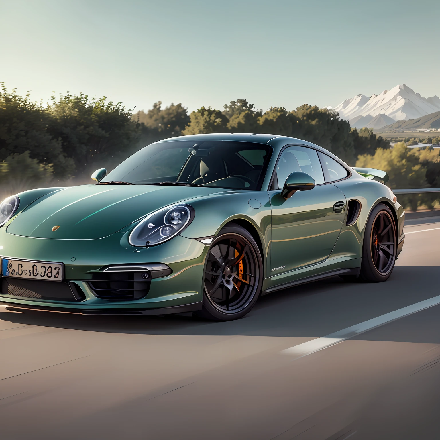 Porsche Carrera with green neutral background --auto --s2