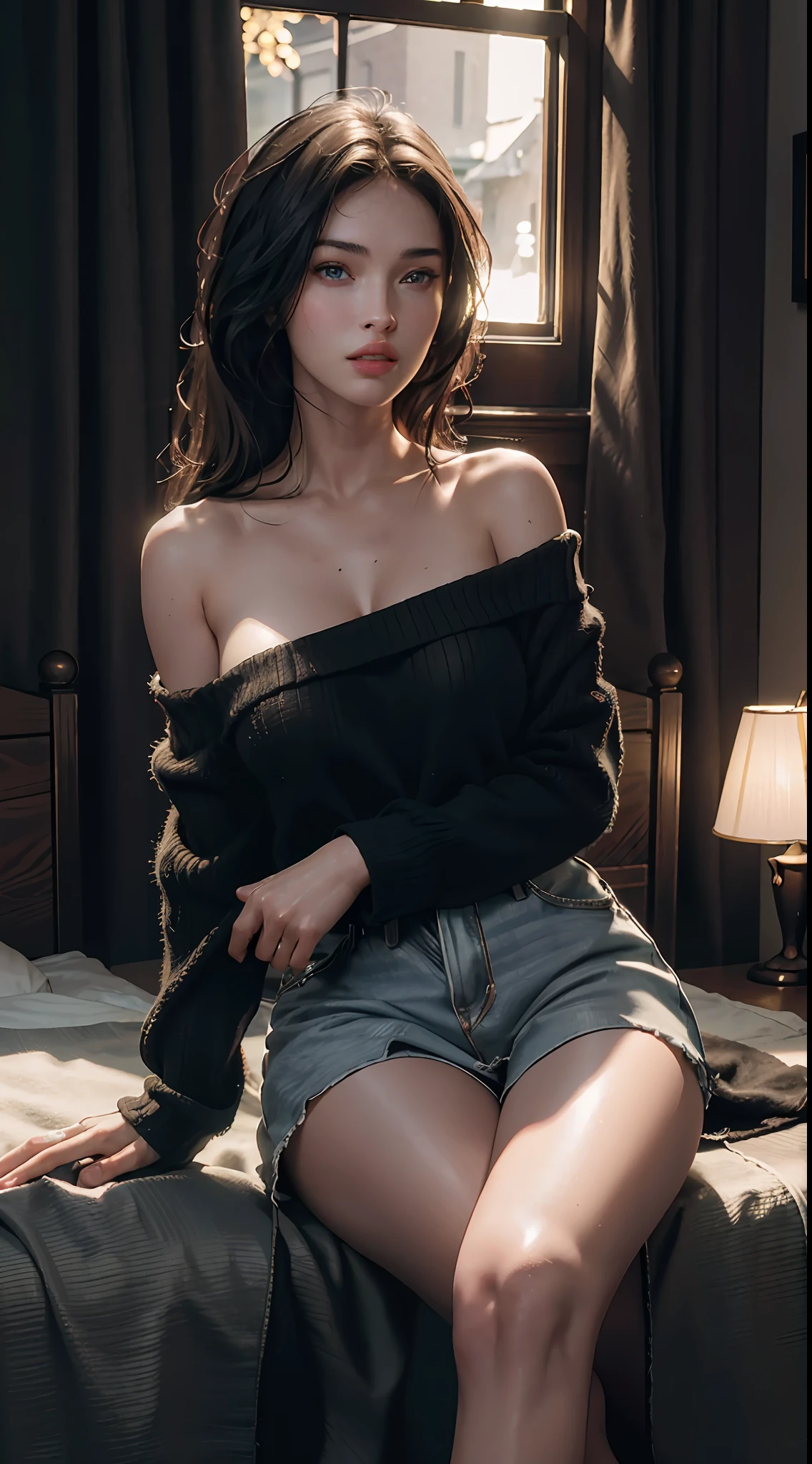 Best Quality, Masterpiece, Ultra High Resolution, (Photorealistic: 1.4), Raw Photo, 1Girl, Off Shoulder, Cinematic Lighting, (Megan Fox: 1.2)
