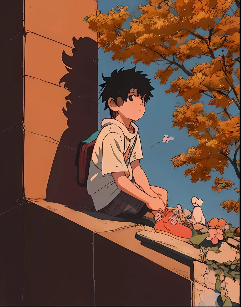 anime boy sitting on a ledge with stuffed animals, cute art style, lofi artstyle, cute detailed digital art, anime aesthetic, cute anime, high quality anime artstyle, anime boy, anime artstyle, cute detailed artwork, soft anime illustration, lofi girl, lofi aesthetic, lofi art, lofi, cute artwork, high quality fanart, illustrated anime
