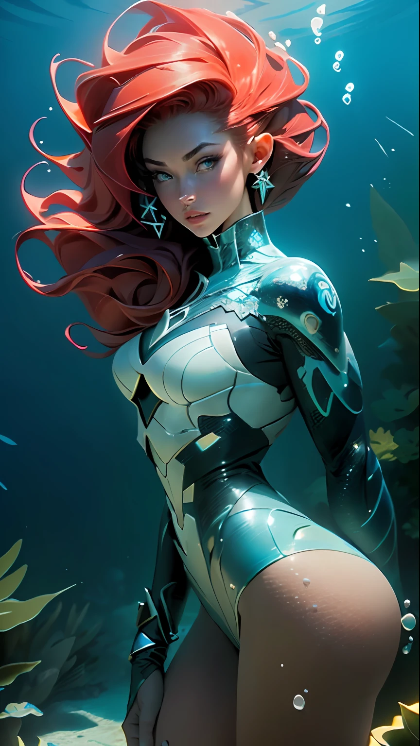 (((Blue skin))), (original), (very detailed wallpaper), very detailed illustrations, absurd, high definition, high resolution, (1 girl), (Amber Heard), (((under water))), beautiful eyes pulled, large eyelashes, (delicate face), perfect details, blue-skinned girl, very young body defined thick thighs parts of the covered by clothing made with green scales, pointed ears, underwater scene of Atlantis with a technological Greek style city, several fish swimming around the character, ((large breasts)), full body, perfect, inverted neckline, (((messy red hair)), tiny underwear, two-piece outfit, niji —v5, close to real, best quality, almost naked, mouth closed, action pose, pastel, hand painted, concept art, digital painting, dashes, city background underwater, short clothes panties made of green fish scales, arms covered in thick golden scales, stylish energy \(module\), repairing, (better lighting), (supercomplex detail), 4K Unity, (super-detailed CG: 1.2), (8K: 1.2), realistic, HDR (High Dynamic Range),Ray Tracing, NVIDIA RTX,Super-Resolution,Unreal 5,Subsurface dispersion, PBR texture, Post-processing, Anisotropic filtering, Depth of field, Maximum clarity and sharpness, Multilayer textures, Albedo and specular maps, Surface shading, Accurate simulation of light-material interaction, Perfect proportions, Octane Render, Two-tone lighting, Wide aperture, Low ISO, White balance, Rule of thirds, 8K RAW, crysisnanosuit