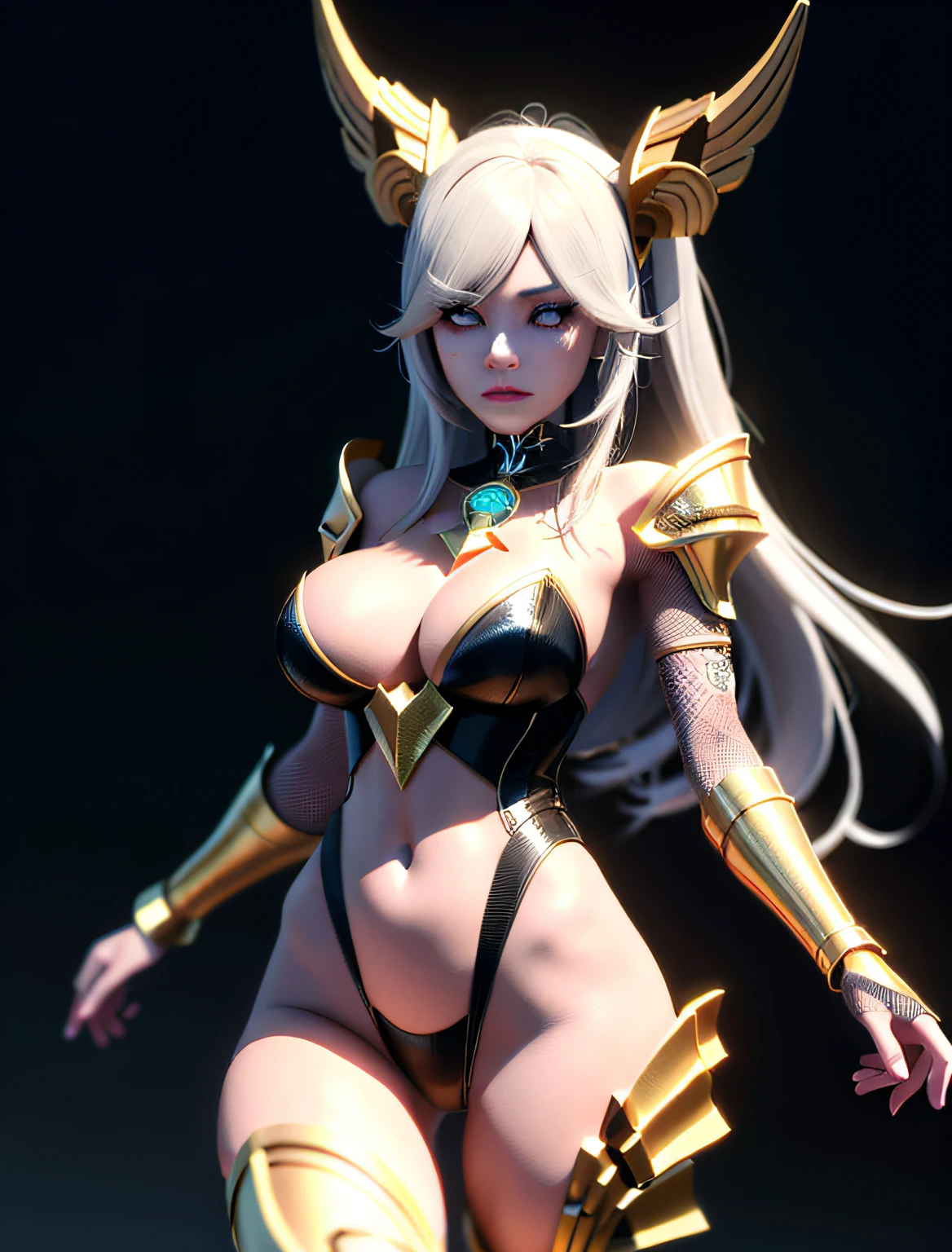 A closeup of a woman in a costume with a bird on her shoulder, hyper-detailed fantasy character, Mystical Anubis Valkyrie, Seraphine Ahri KDA, 3D render character art 8K, 8K detailed high quality art, dark fox mage, Ahri, Unreal Engine render + a goddess, Artgerm; 3d unreal engine, BG: castle