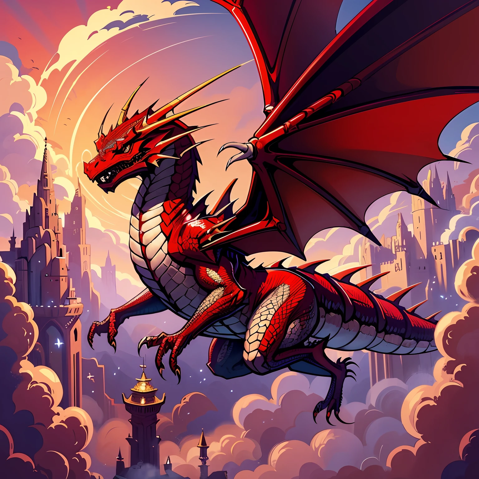 a red dragon flying through the sky with its wings spread, dragon flying in sky, dragon flying in the sky, dragon flying, giant dragon flying in the sky, dragon in the sky, flying mythical beasts, flying dragon, dragons flying in the sky, epic dragon, legendary dragon, wyvern, dragon flying in the background