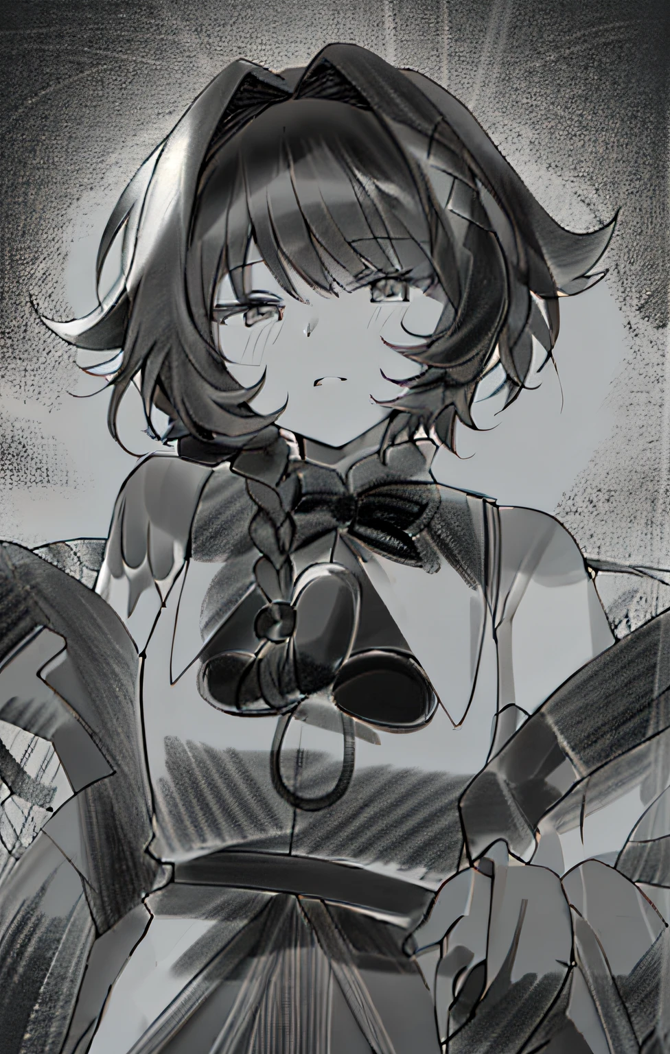 a drawing of a girl with long hair and a bow, clean lineart, thick lineart, thick black lineart, perfect lineart, intense line art, bold lineart, lineart, clean anime outlines, simple lineart, line art!!, thick line art, intense black line art, line sketch!!, hyper detailed line art, lineart behance hd