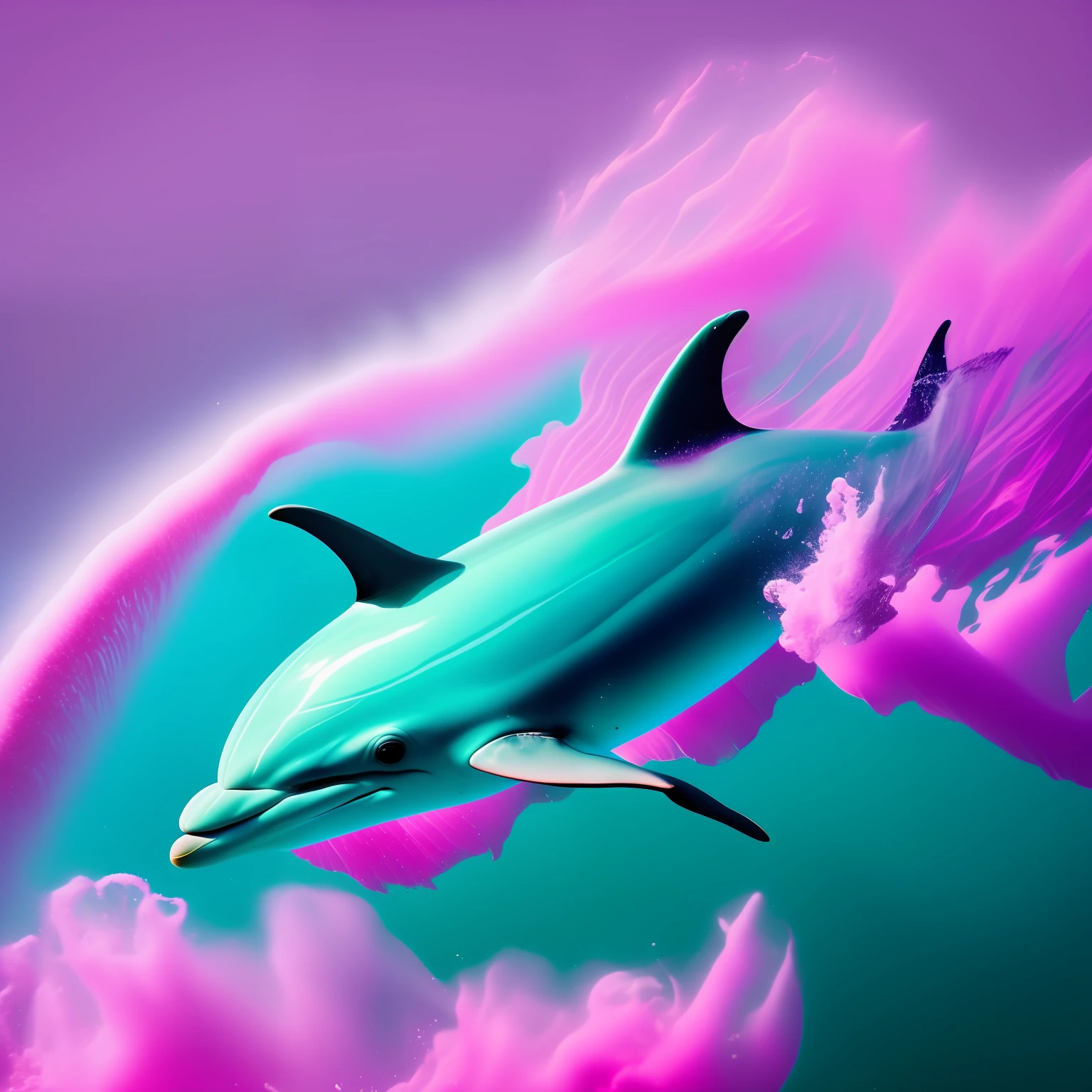 Dolphin, pink, diving