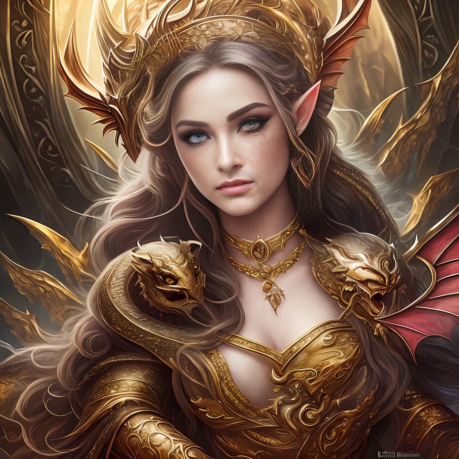 masterpiece, hyper realistic, detailed eyes, detailed face, a close up of a woman in a costume sitting on a floor, queen of dragons, dragon queen, fantasy woman, elf queen, detailed fantasy art, a beautiful fantasy empress, 4k fantasy art, dragon girl, amazing fantasy art, female lord of change, queen of snakes, beautiful elegant demon queen, the dragon girl portrait, epic fantasy art style hd --auto --s2