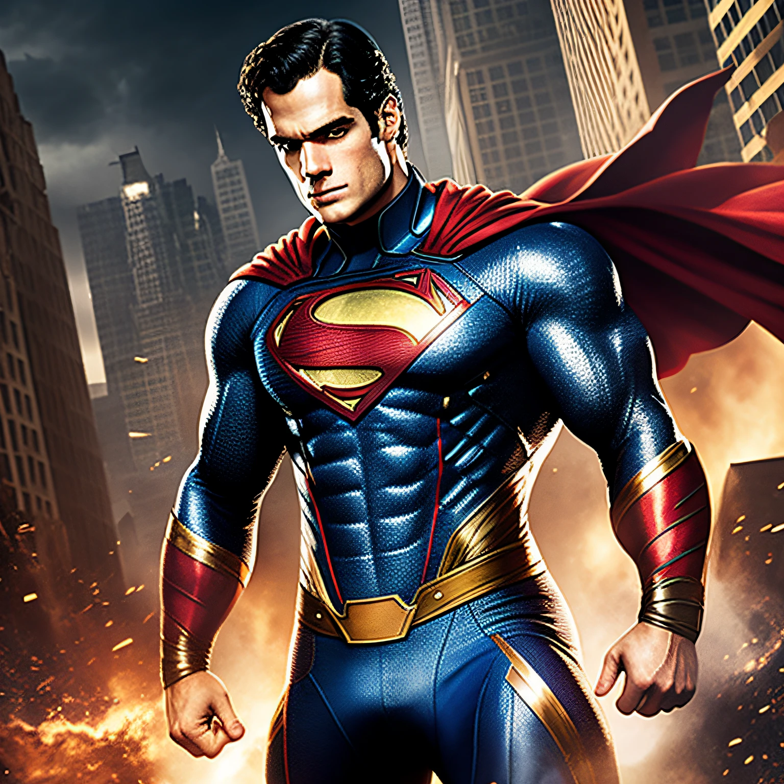 color photo of Henry Cavill dressed as the Marvel hero Sentry" , with Henry Cavill wearing the iconic costume of the character, standing in a powerful pose, with dynamic lighting and a dramatic background to create an epic and visually stunning image. The 4k resolution ensures the highest quality of the image, making it perfect for any purpose. This image combines the best of both worlds, showcasing the talent of the actor and the iconic nature of the character. —c 10 —ar 2:3 --auto --s2