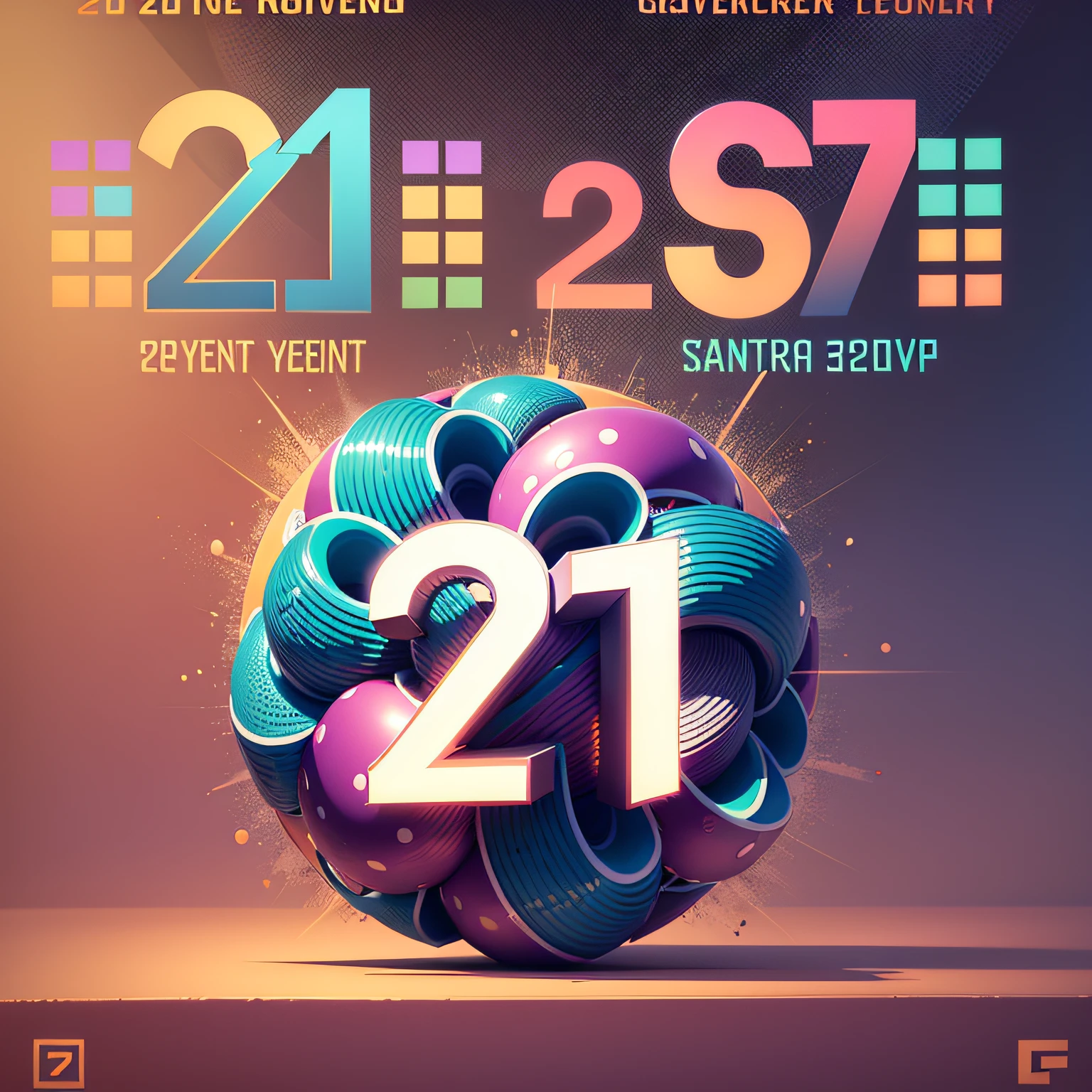 Generate the 21st anniversary logo, you can also use the 21st, very fine, detailed 21, the best quality --auto --s2