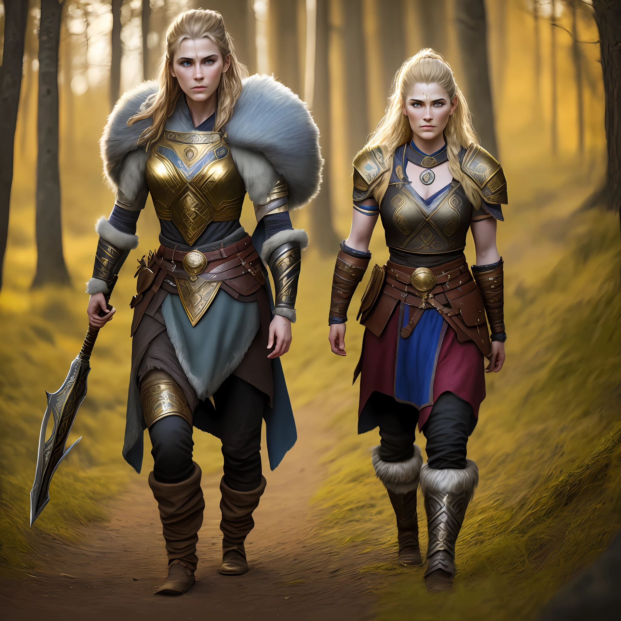 Female, Viking, Goddess, Gold Spear,