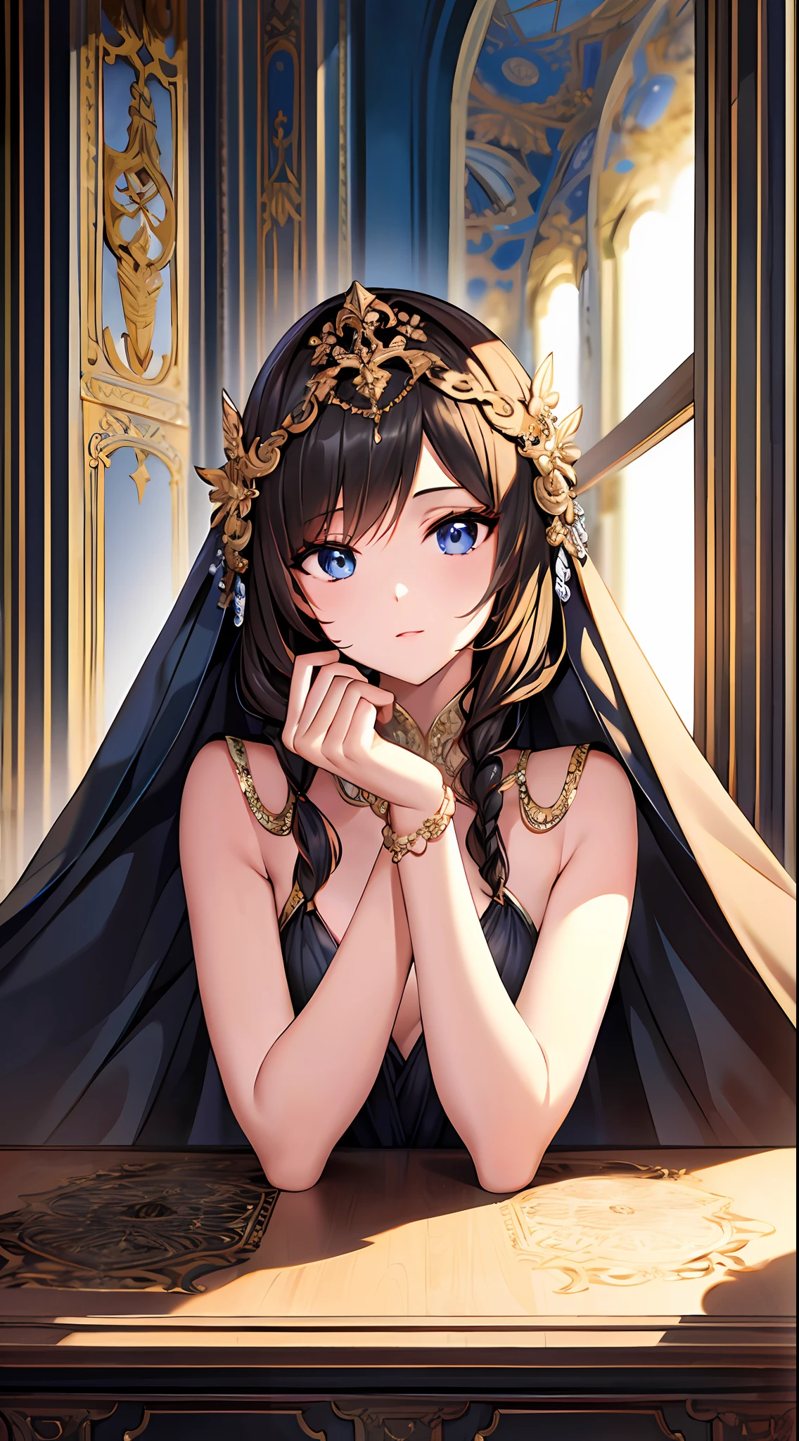 Dancing girl, ((best quality)), ((masterpiece)), (very detailed, most detailed, official art, beauty and aesthetics: 1.2), nudity, blindfold, begging pose