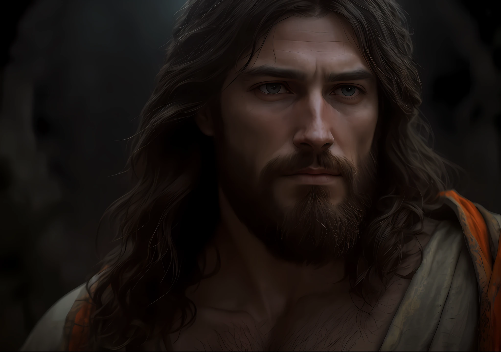 JESUS CHRIST near Noah's ark Dark photo: realistic epic, soft cinematic portrait, adobe lightroom, photographic lab, highly detailed, faded, art by Greg Rutkowski and artgerm, neutral colors: 1.2), (hdr: 1.4), (soft colors:1.2), hyperdetailed, (artstation:1.4), cinematic, warm lights, dramatic light, (intricate details:1.1), complex background, (rutkowski:0.66), (blue and orange:0.4