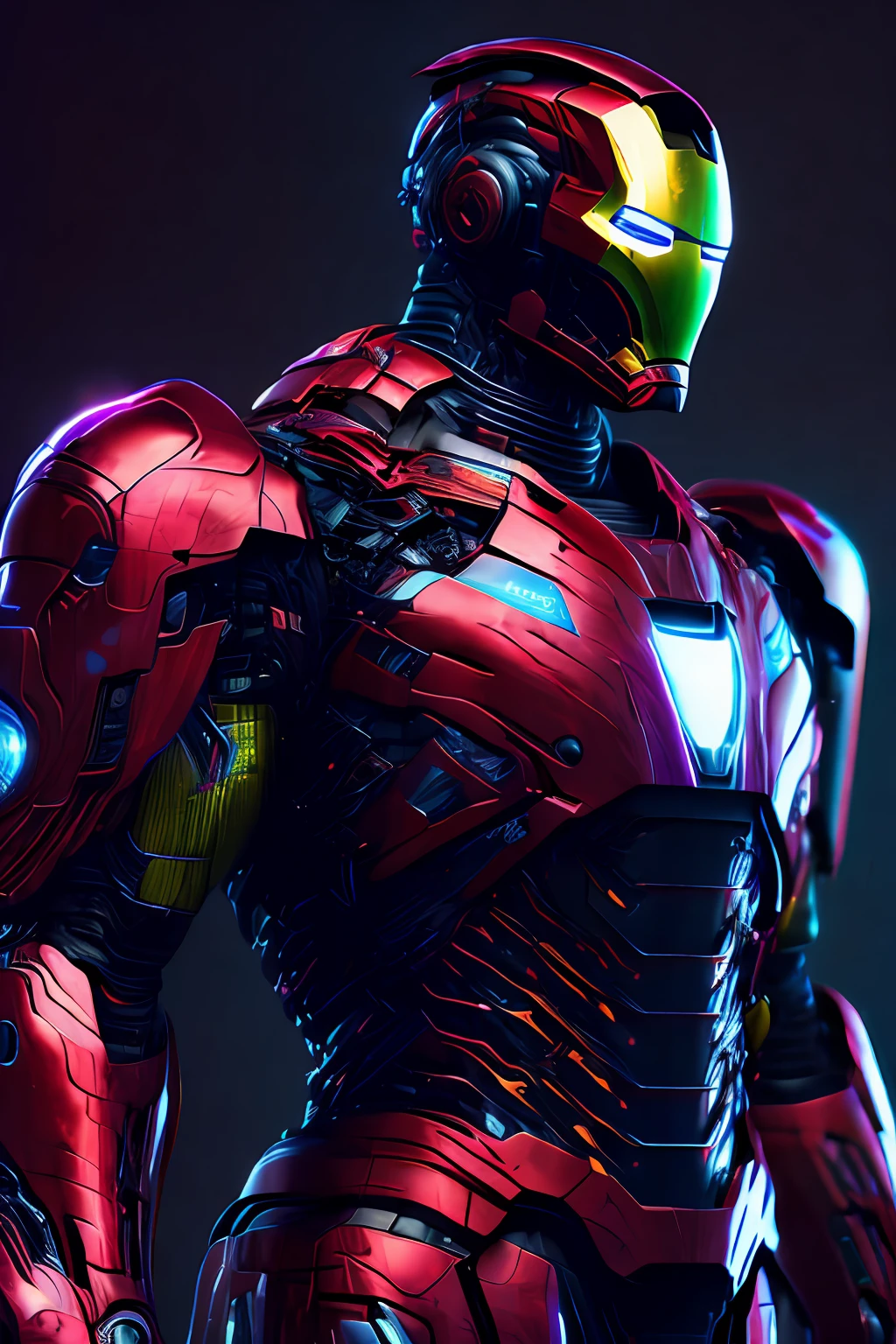 iron man umtrs detjadl 8 k cyberpunk bright colors