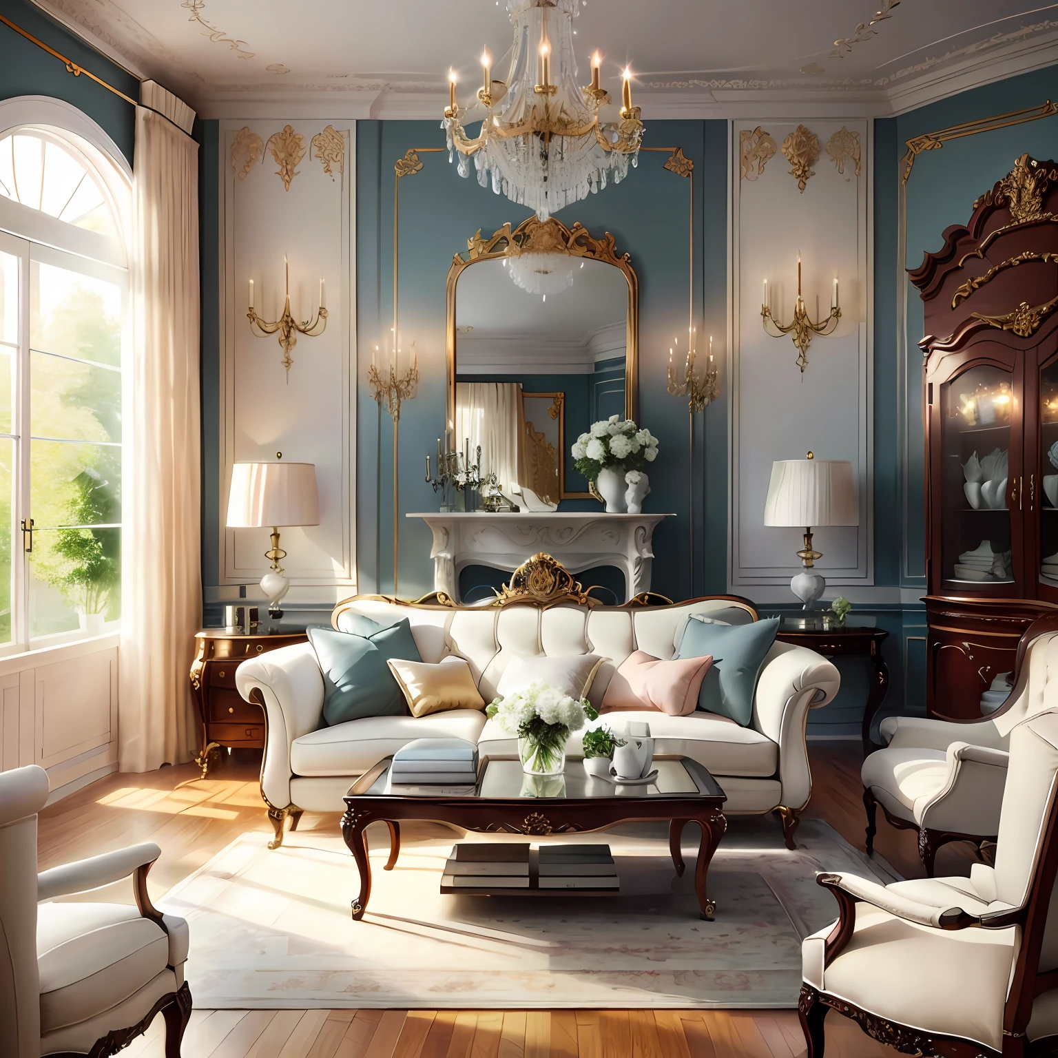 Luxurious room with chandelier