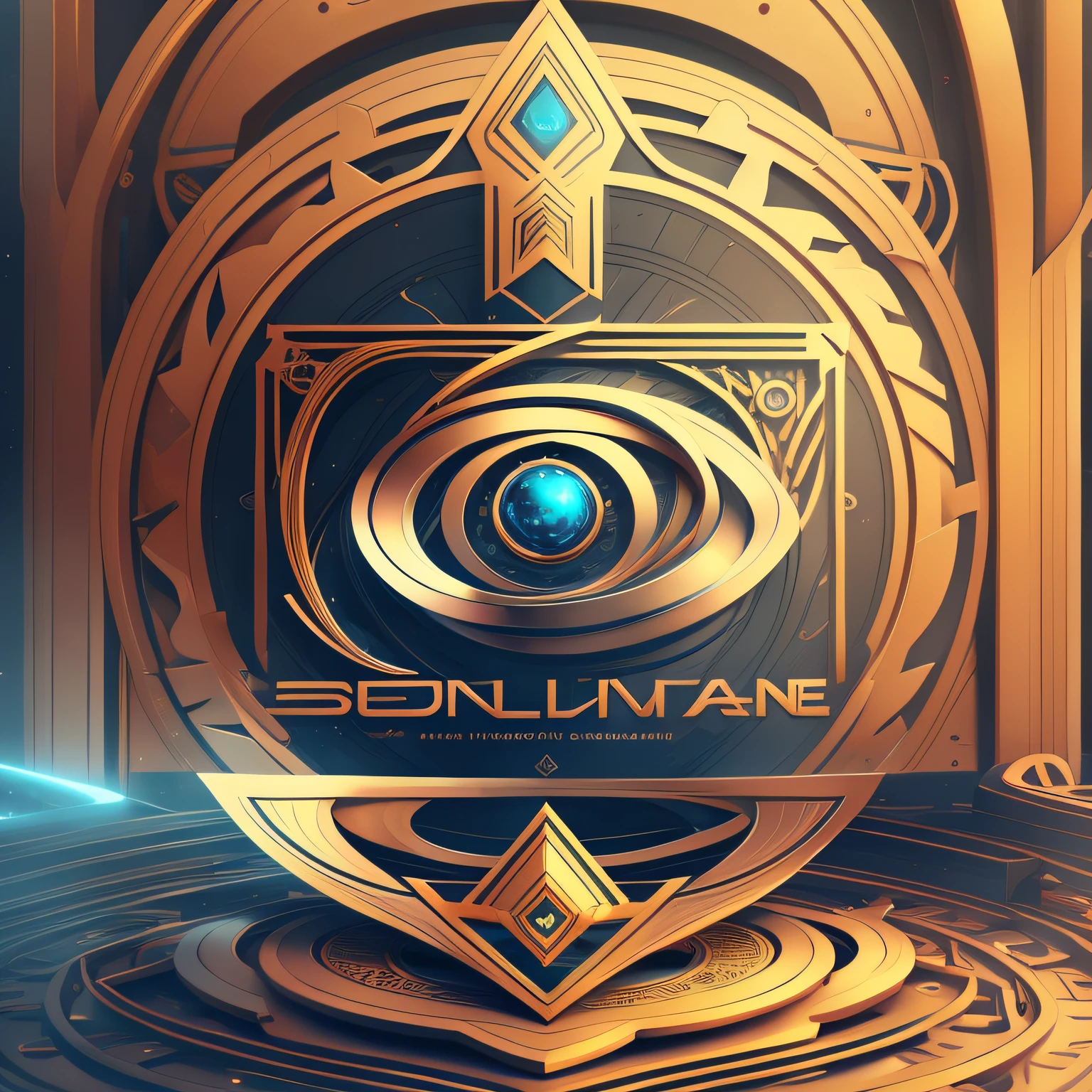 Corporate logo, futuristic, circular symmetry, metal, metal details, lots of details, wisdom, simple arc, infinite possibilities, clean background --auto --s2