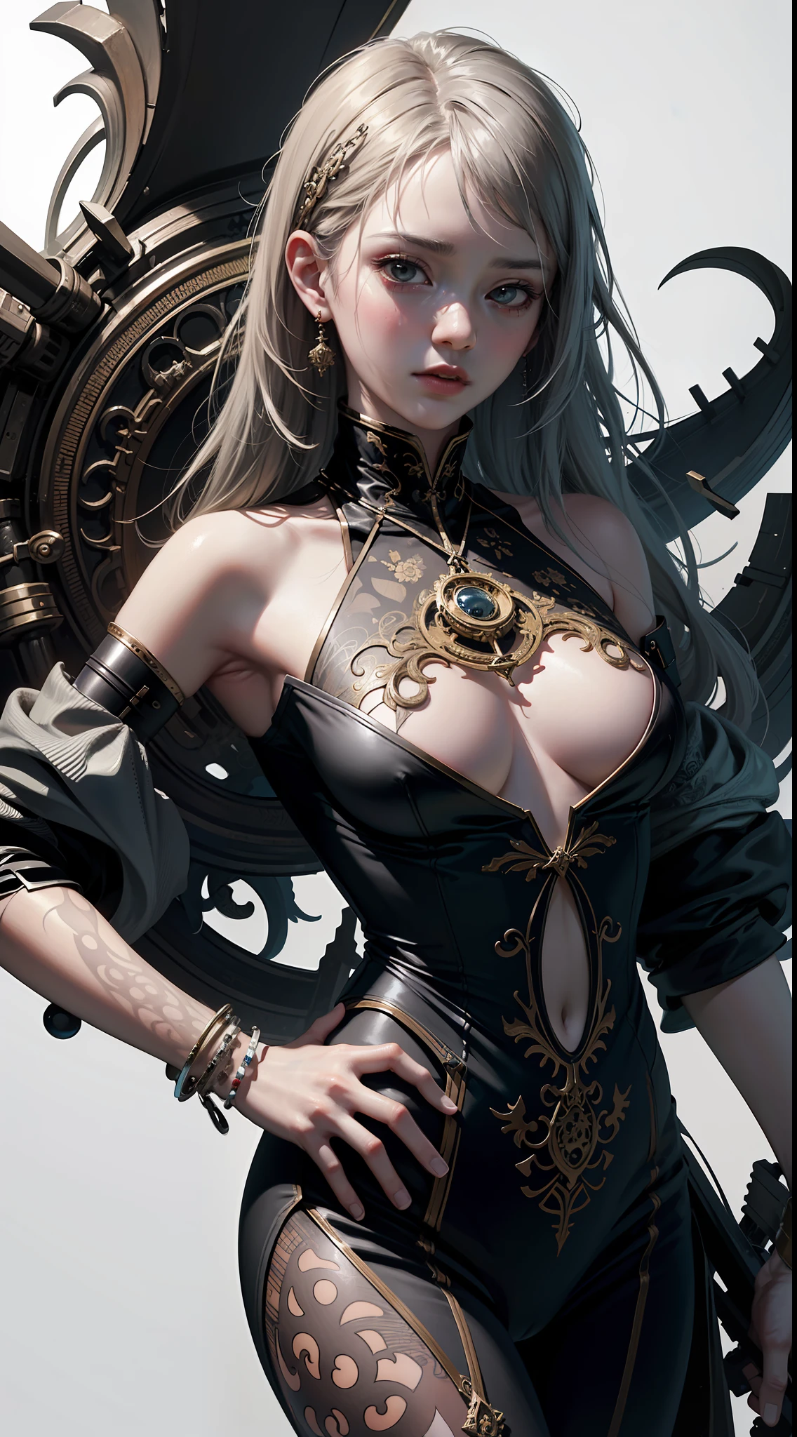 official art, unity 8k wallpaper, ultra detailed, beautiful and aesthetic, masterpiece, best quality, (zentangle, mandala, tangle, entangle), (fractal art:1.3) , 1girl, extremely detailed, dynamic angle, cowboyshot, the most beautiful form of chaos, elegant, a brutalist designed, vivid colours, romanticism, by james jean, roby dwi antono, ross tran, francis bacon, michal mraz, adrian ghenie, petra cortright, gerhard richter, takato yamamoto, ashley wood, atmospheric, ecstasy of musical notes, streaming musical notes visible