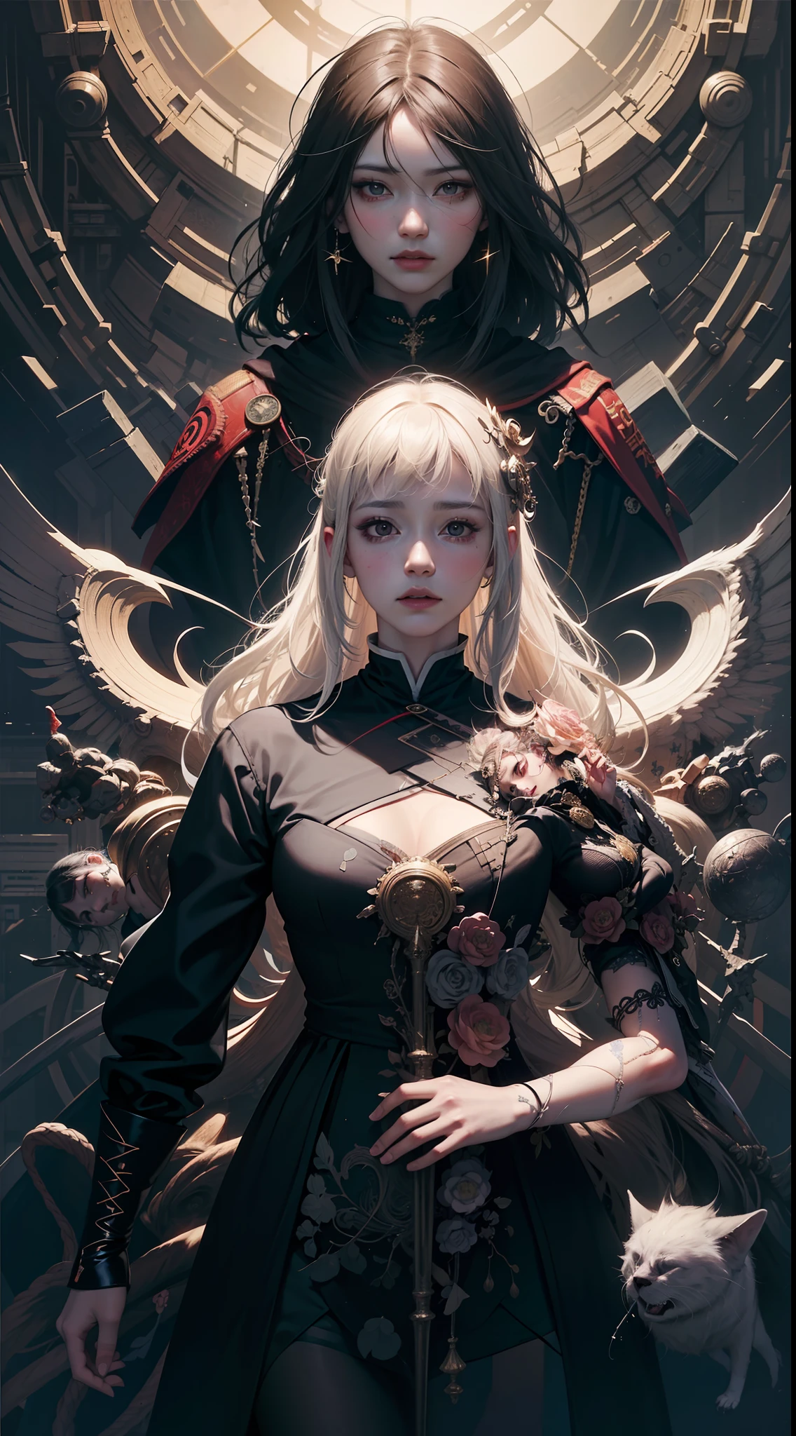 official art, unity 8k wallpaper, ultra detailed, beautiful and aesthetic, masterpiece, best quality, (zentangle, mandala, tangle, entangle), (fractal art:1.3) , 1girl, extremely detailed, dynamic angle, cowboyshot, the most beautiful form of chaos, elegant, a brutalist designed, vivid colours, romanticism, by james jean, roby dwi antono, ross tran, francis bacon, michal mraz, adrian ghenie, petra cortright, gerhard richter, takato yamamoto, ashley wood, atmospheric, ecstasy of musical notes, streaming musical notes visible
