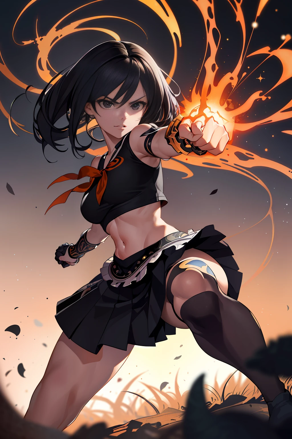 :: Joe Madureira Style:: Perfect and detailed beautiful woman and beautiful, perfect and detailed, ultra detailed anime style, clothes with tatoon drawings, in various full-body attack poses and with immersive effects, hover effect, graphite style background with vibrant colors "Ultra HDR" detailed and with focus effect,with All Star Converse Fixed Black Sneakers (masterpiece:  1.2, best quality), (finely detailed beautiful eyes: 1.2),extremely detailed, depth of field,shot with canon eos,lens 135mm f1.8,portrait of [x]( )),long, straight black hair,with a natural glow,(anime black eyes:1.4), (finely detailed eyes and detailed face:1.3),), (with ultra detailed black school skirt and fixed shape and color, white tatoom print t-shirt with fixed format Mandarin letters, ultra detailed:1.3), (beautiful and clear background:1.2), ultra-detailed, Best Shadow:1.1),("" character demonstrating his super power in the fist"")((depth of field and blur)), ((watercolor)), large breasts, bare shoulders, flowers and petals, beautiful conceptual illustration , (white background:0.5), (illustration :1.1), (extremely thin and beautiful: 1.1), (perfect details: 1.1) graffiti style background, freedom, soul, digital illustration,  perfect anatomy, centered, approaching perfection, dynamic, highly detailed, watercolor painting, artstation, concept art, smooth, sharp focus, illustration,