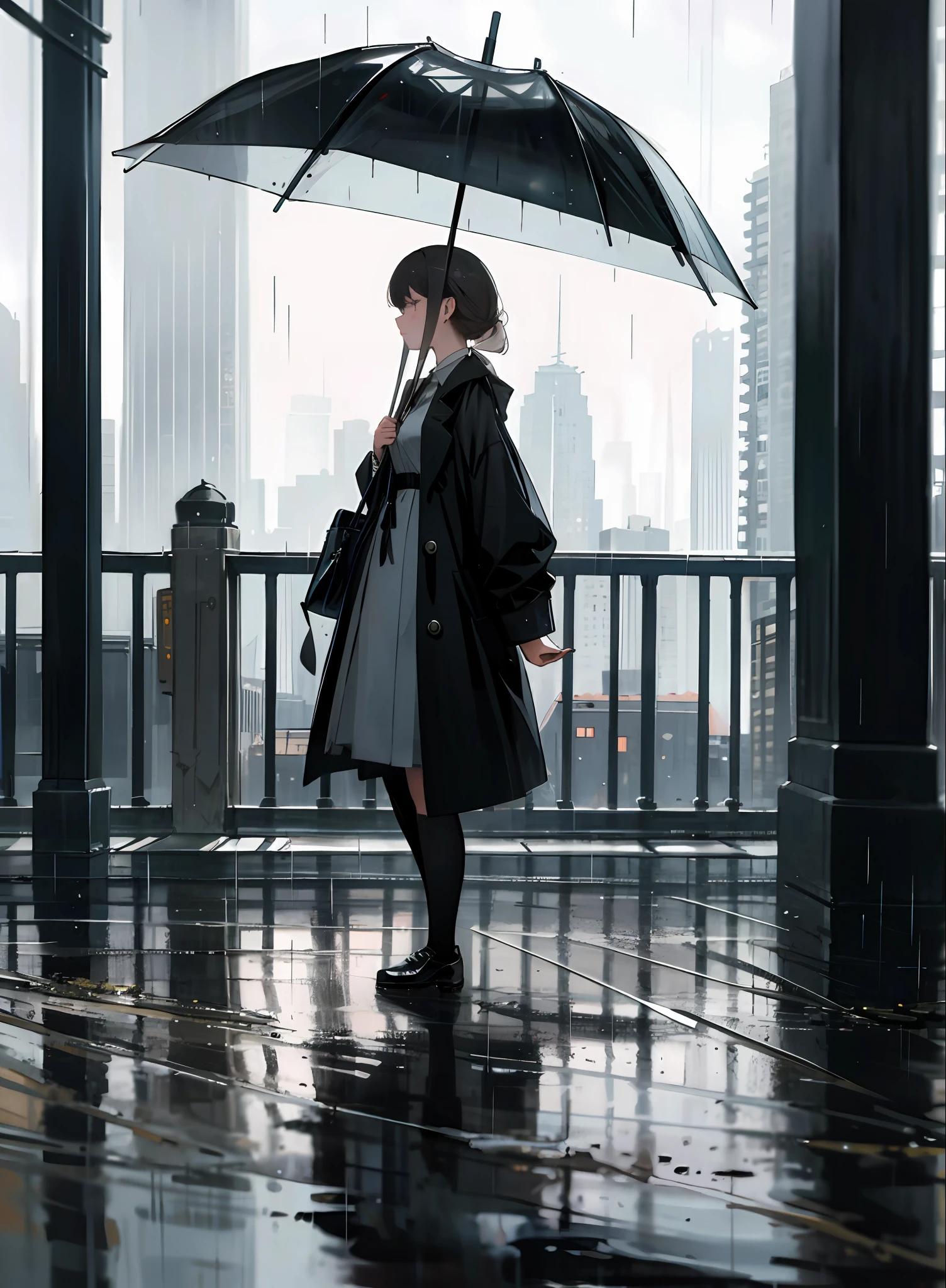 (masterpiece), high quality images, rainy city