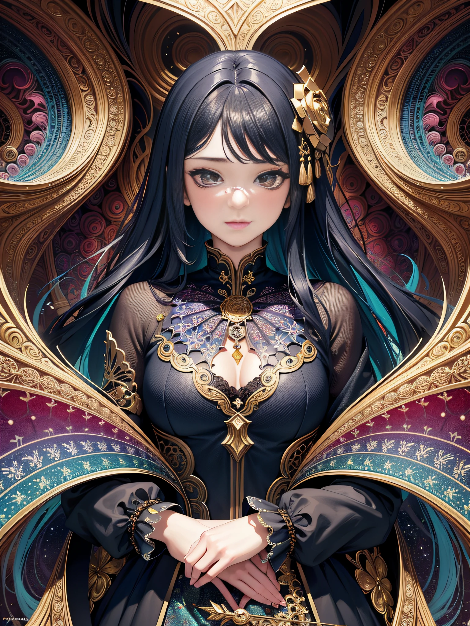 (masterpiece, top quality, best quality, official art, beautiful and aesthetic:1.2), (1girl), extreme detailed,(fractal art:1.3),colorful,highest detailed