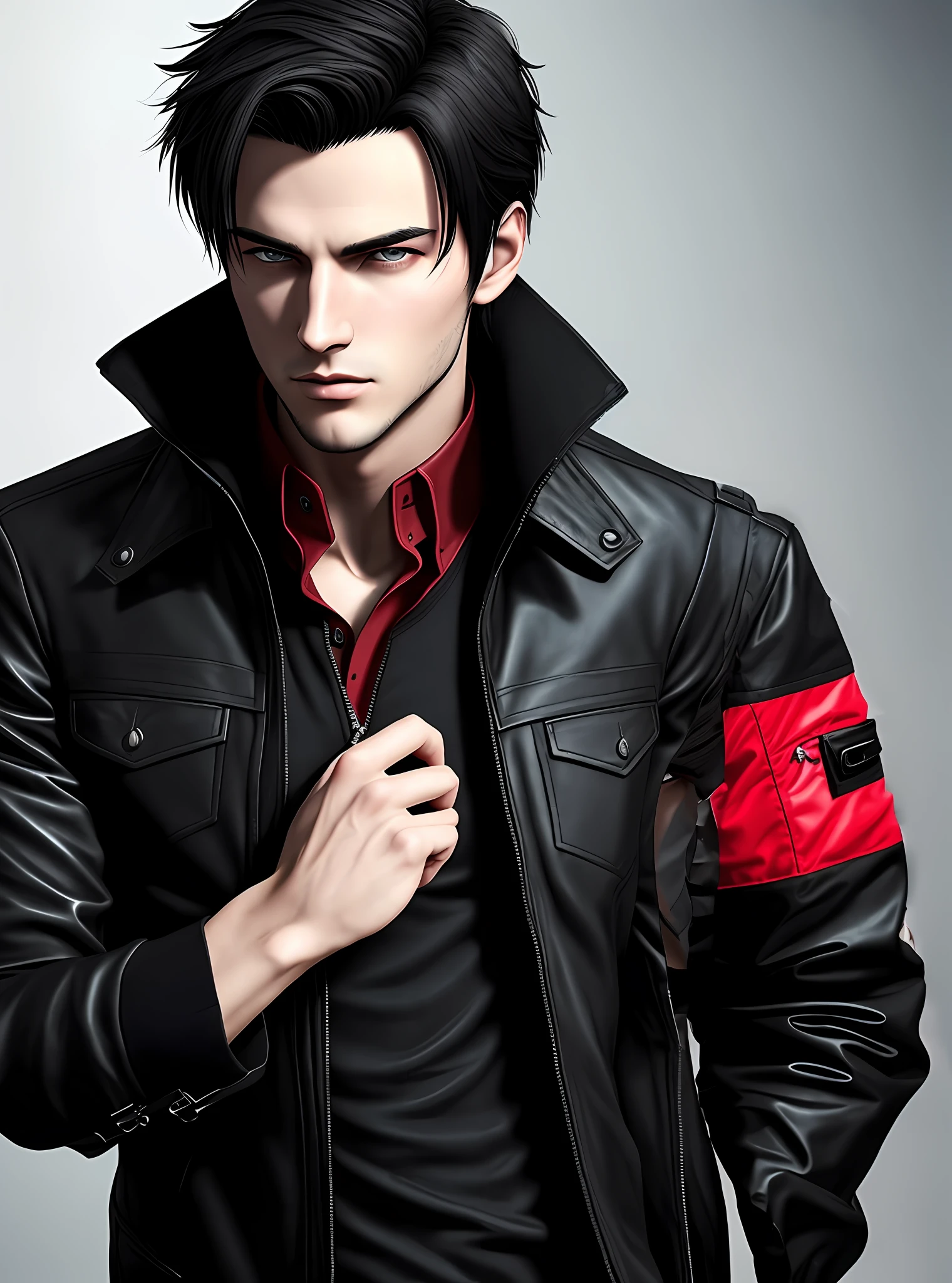 Black jacket with red details