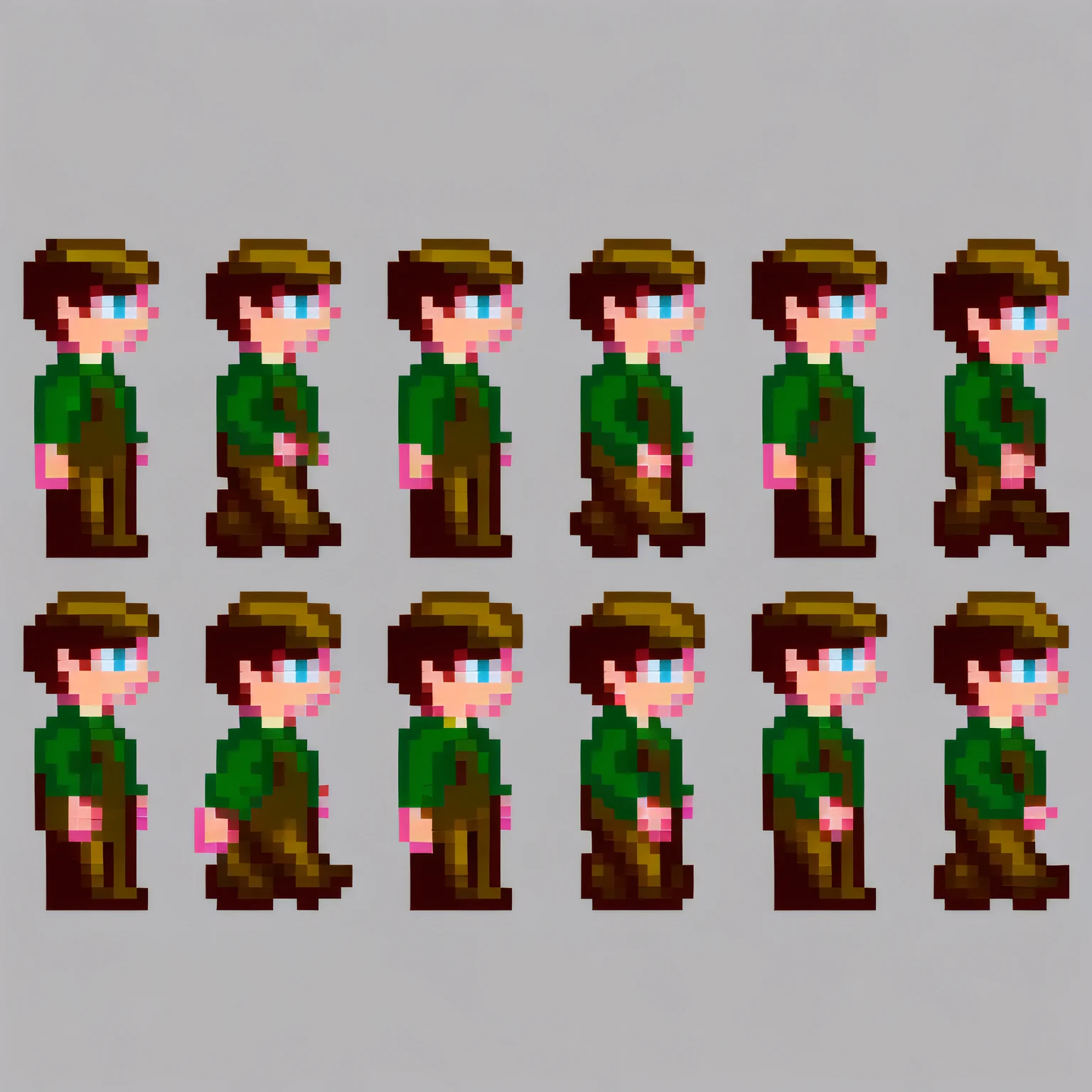 Pixel, Pixel Art, a boy, (front view, side view, back view)