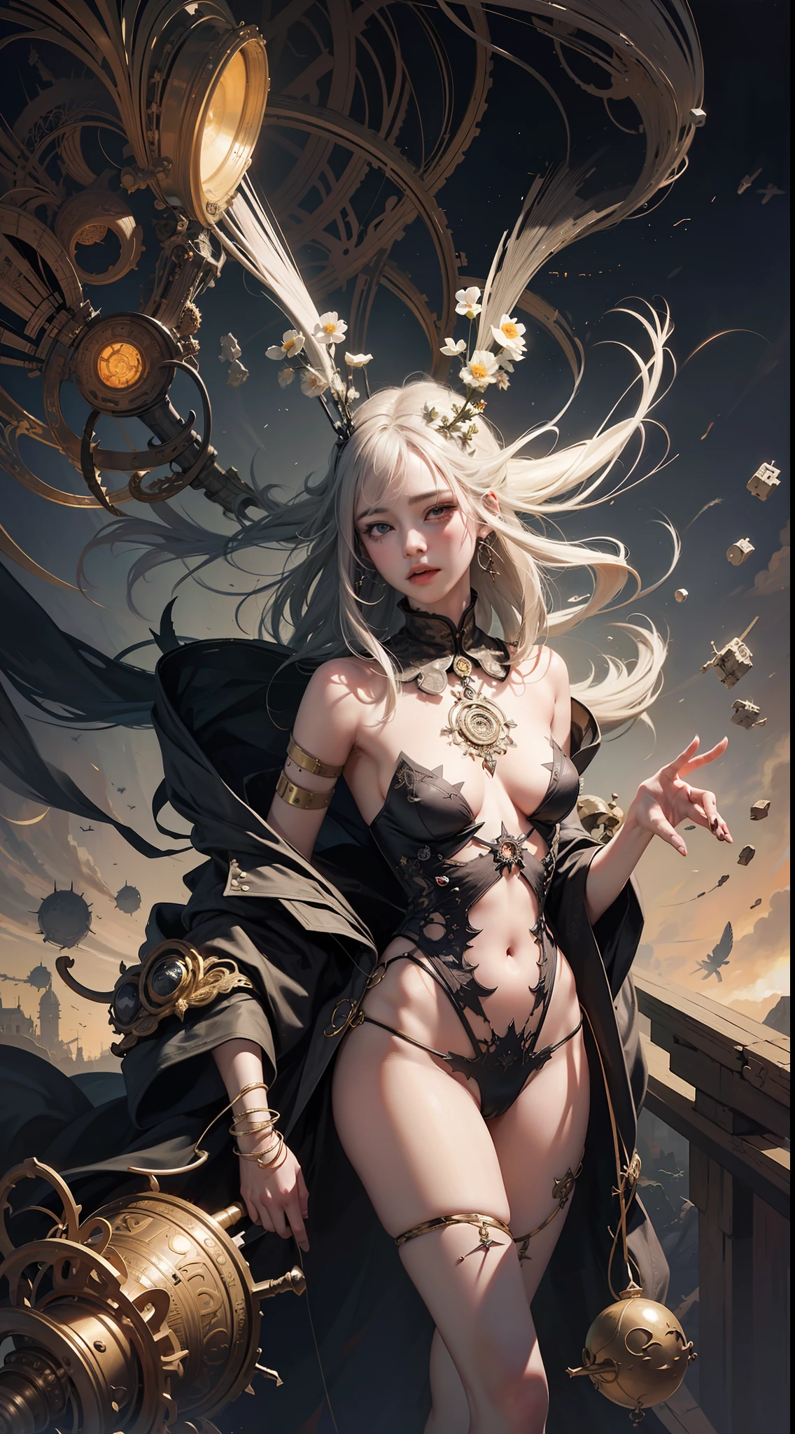 official art, unity 8k wallpaper, ultra detailed, beautiful and aesthetic, masterpiece, best quality, (zentangle, mandala, tangle, entangle), (fractal art:1.3) , 1girl, extremely detailed, dynamic angle, cowboyshot, the most beautiful form of chaos, elegant, a brutalist designed, vivid colours, romanticism, by james jean, roby dwi antono, ross tran, francis bacon, michal mraz, adrian ghenie, petra cortright, gerhard richter, takato yamamoto, ashley wood, atmospheric, ecstasy of musical notes, streaming musical notes visible