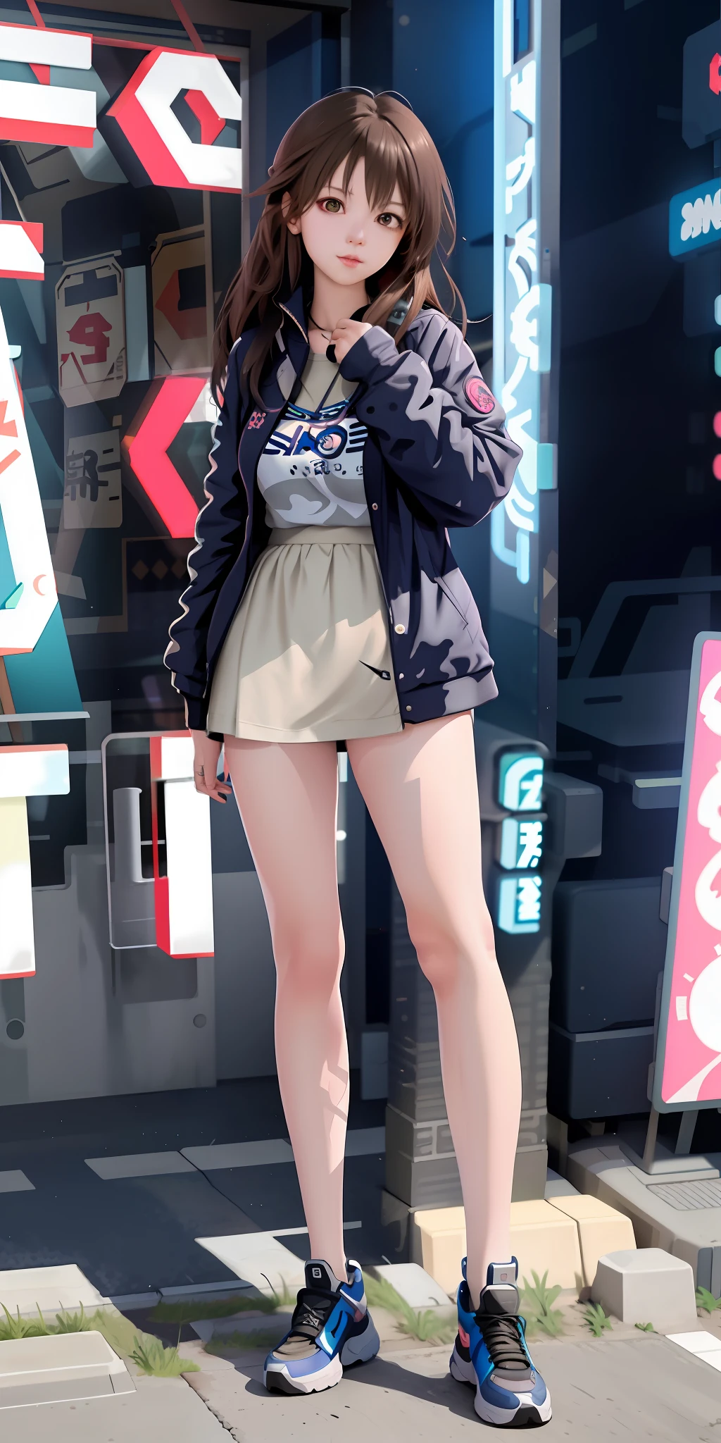 anime girl in short shorts and jacket standing next to giant robot, artwork in the style of guweiz, cyberpunk anime girl mech, trending on cgstation, guweiz, by Russell Dongjun Lu, digital cyberpunk anime art, ross tran 8 k, guweiz on artstation pixiv, girl in mecha cyber armor