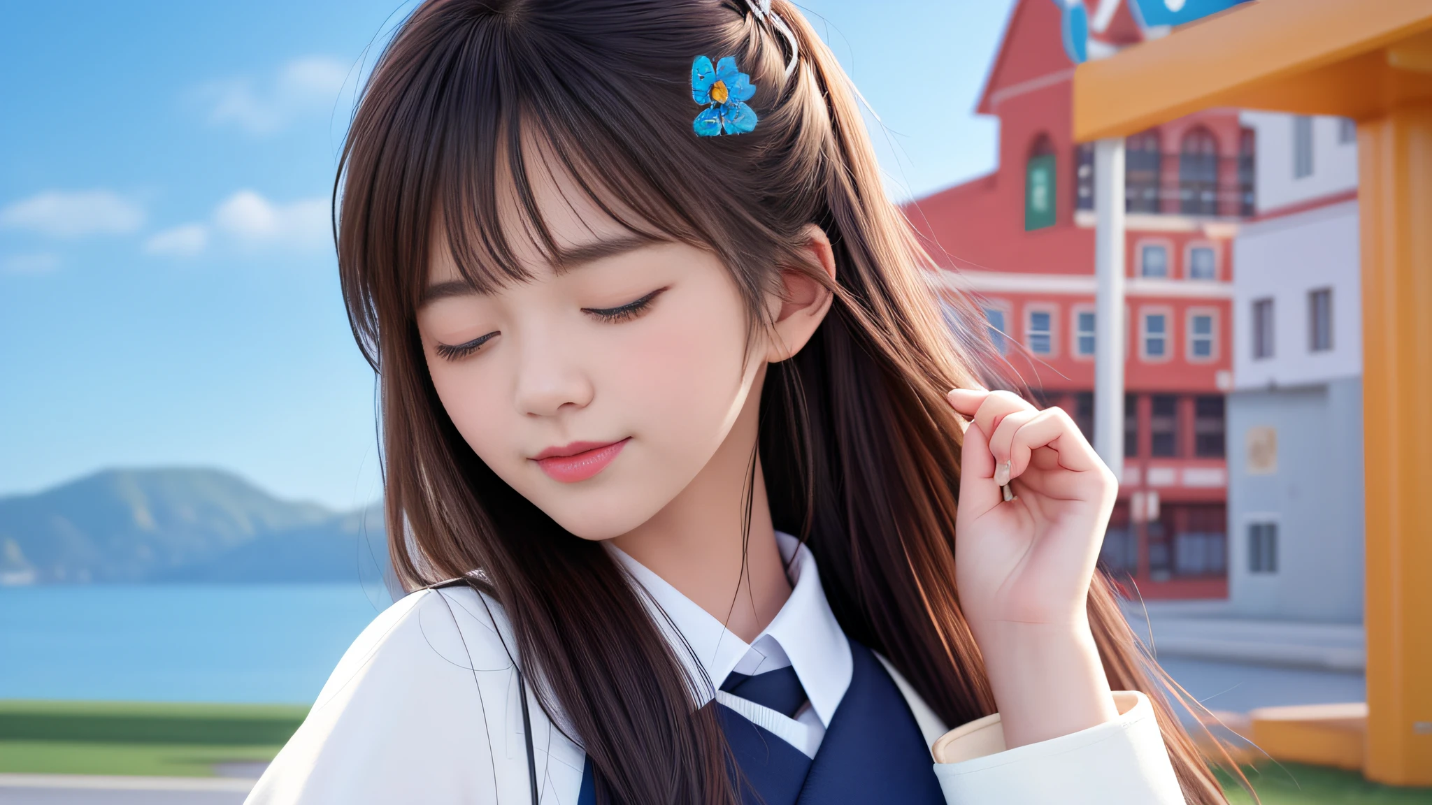 Redrawn graffiti part, hairpin of delicate blue flower