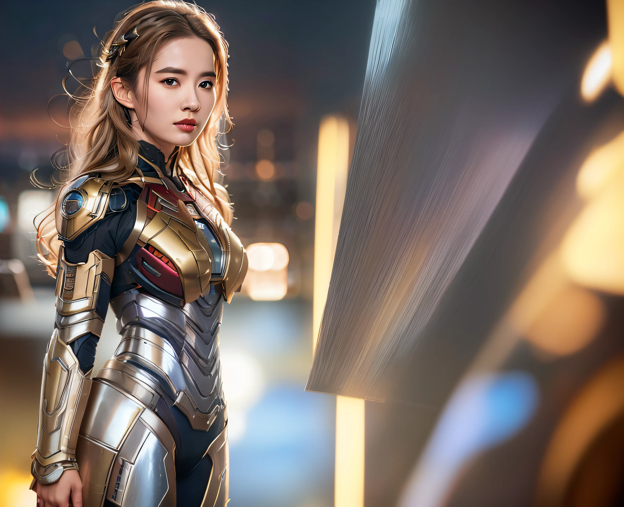 a close up of a woman in a suit of armor, medium close - up ( mcu ), 8k artgerm bokeh, wojtek fus, ig model | artgerm, ross tran 8 k, by ruan jia and stanley artgerm, by Jason Chan, cinematic. by leng jun, by Yang J, yanjun chengt