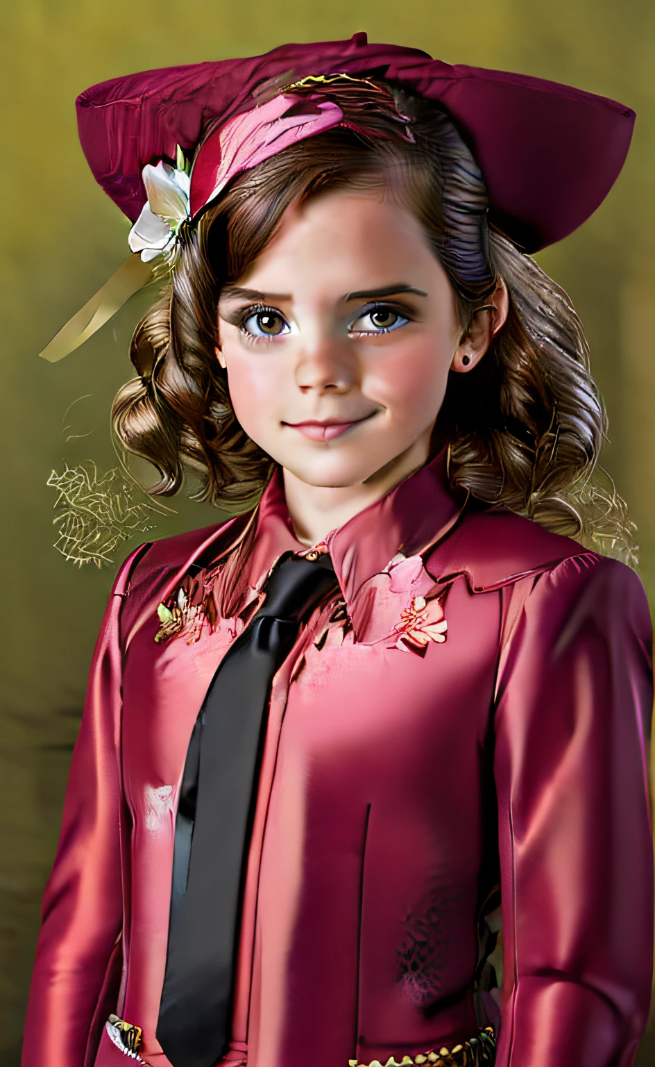 high quality studio photography of a 10 year old with short hair in prom outfit, analogue fashion portrait, black hair