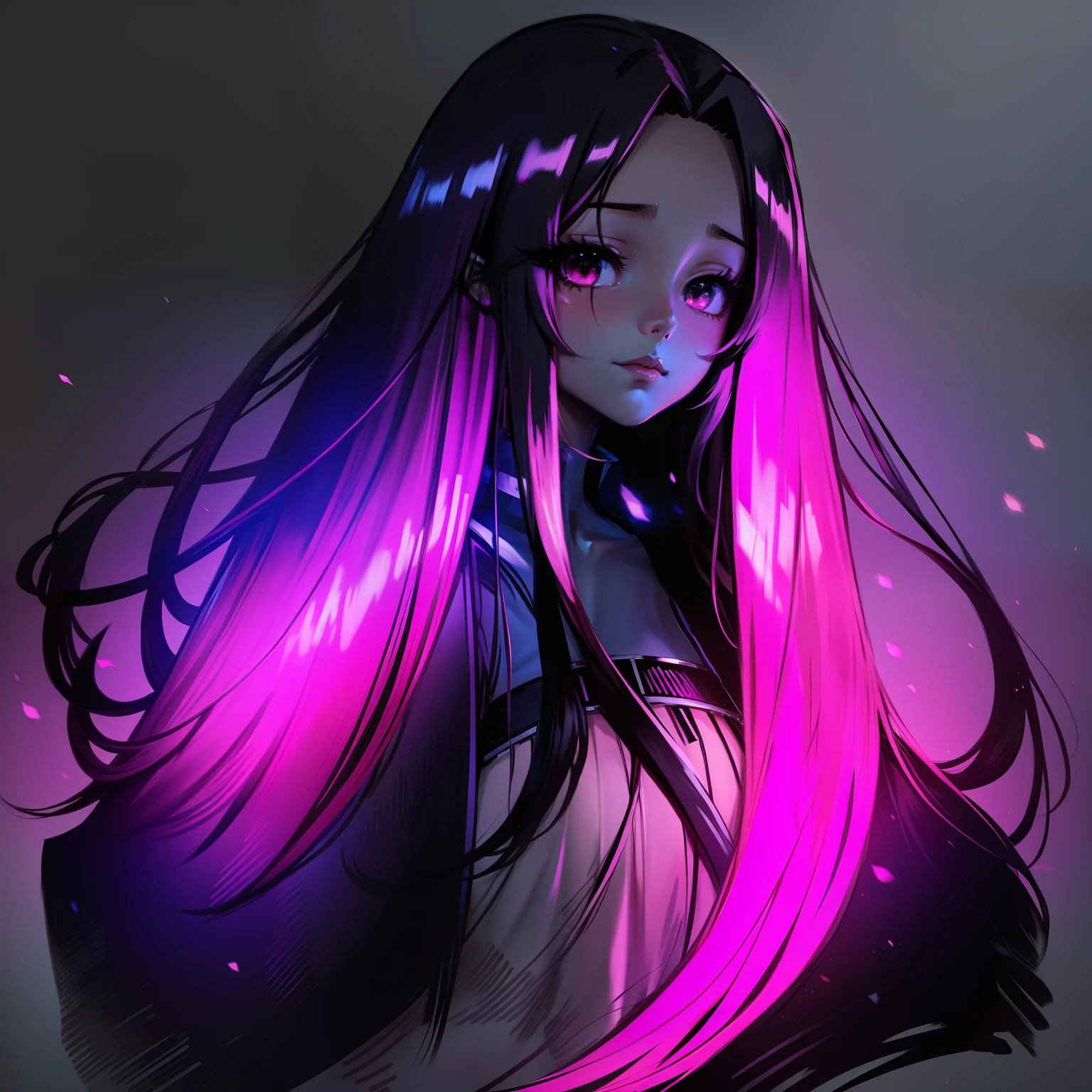 long hair beautiful anime girl flouresente hair